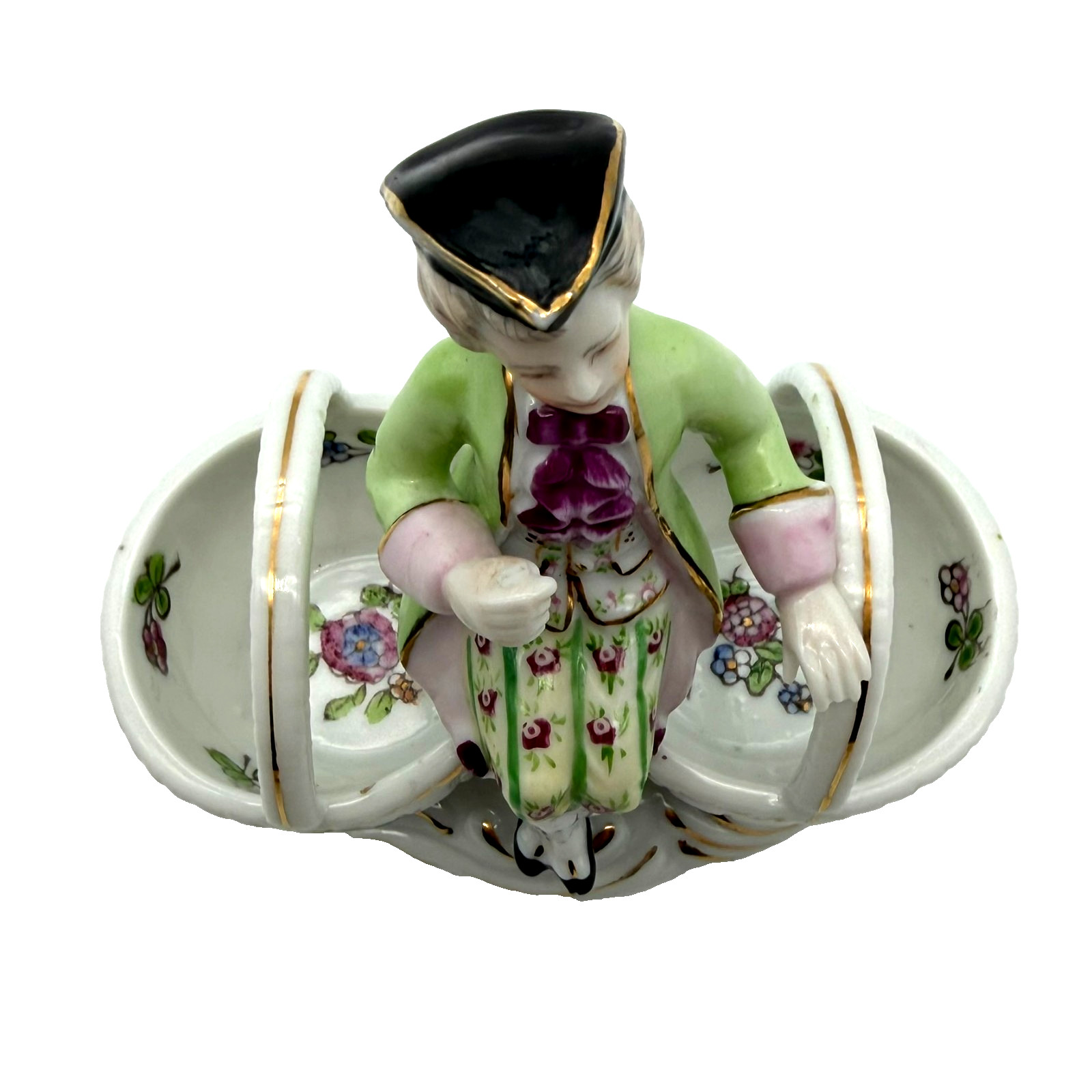 Andrea by Sadek Double Basket Porcelain Figurine Salt Cellars Occupied Japan