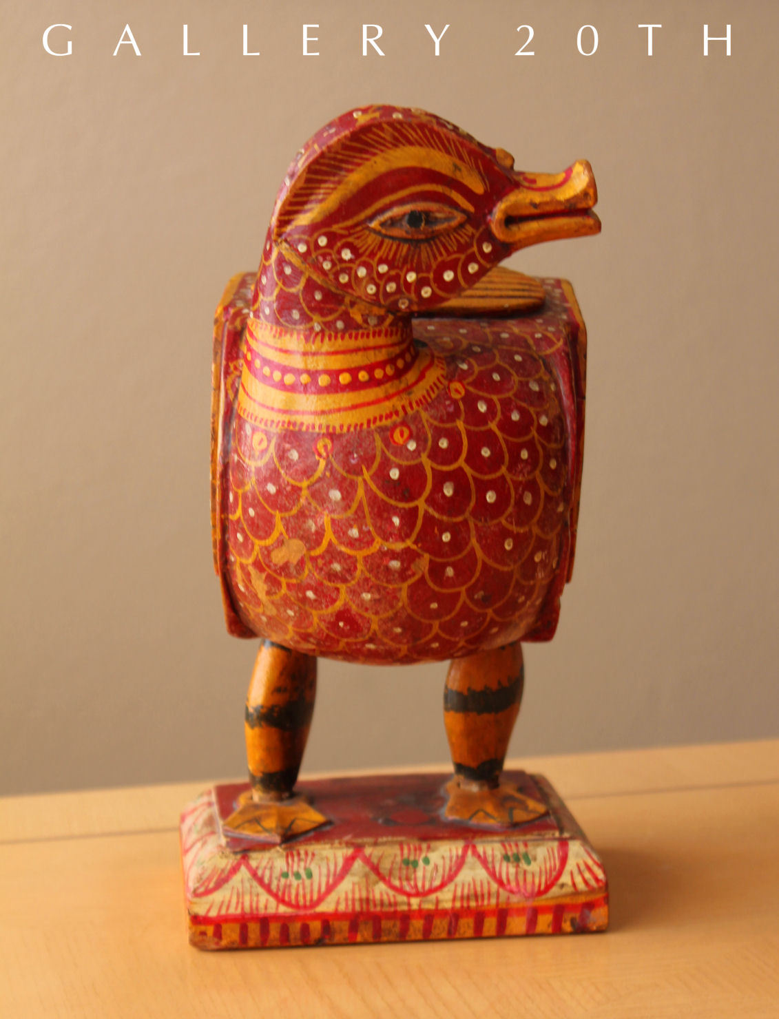 RARE! HINDU POLYCHROME BRAHMAN VAHANAM WOOD GOOSE! SCULPTURE VTG ORIG ART 30'S