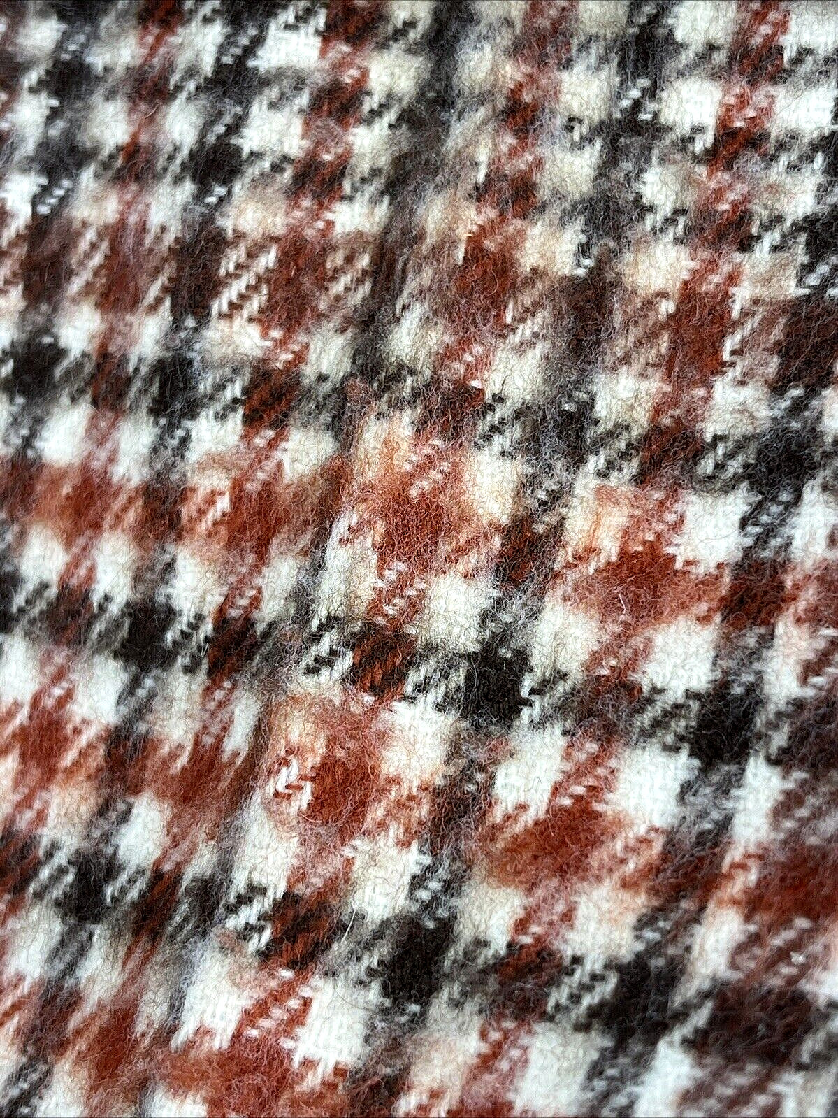 100% Acrylic Fringed Plaid 54" Scarf Tan Brown WPL5271 Vintage Made in Japan