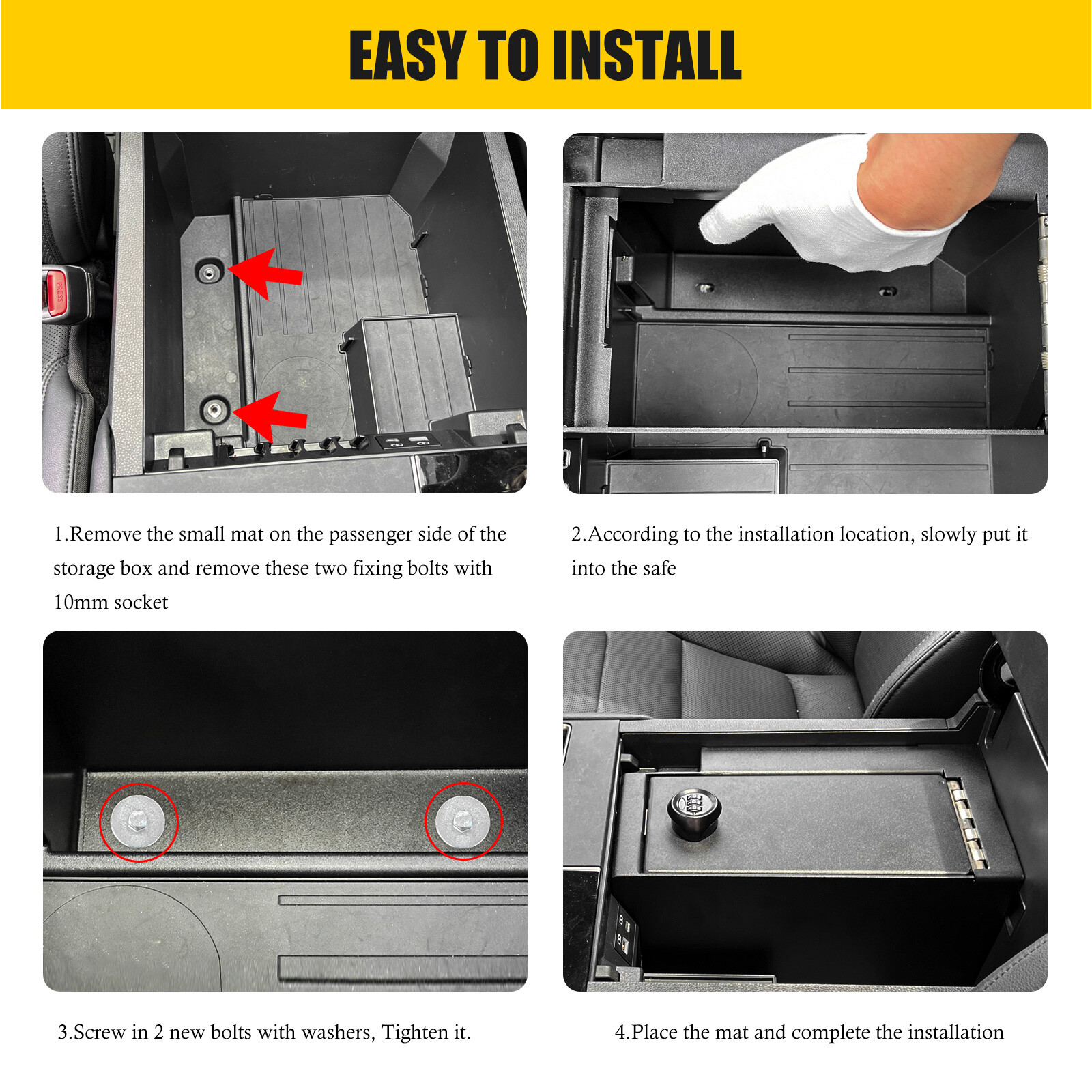 Fits Toyota 2022-2025 Tundra & Sequoia Center Console Safe Half Cabinet Storage.