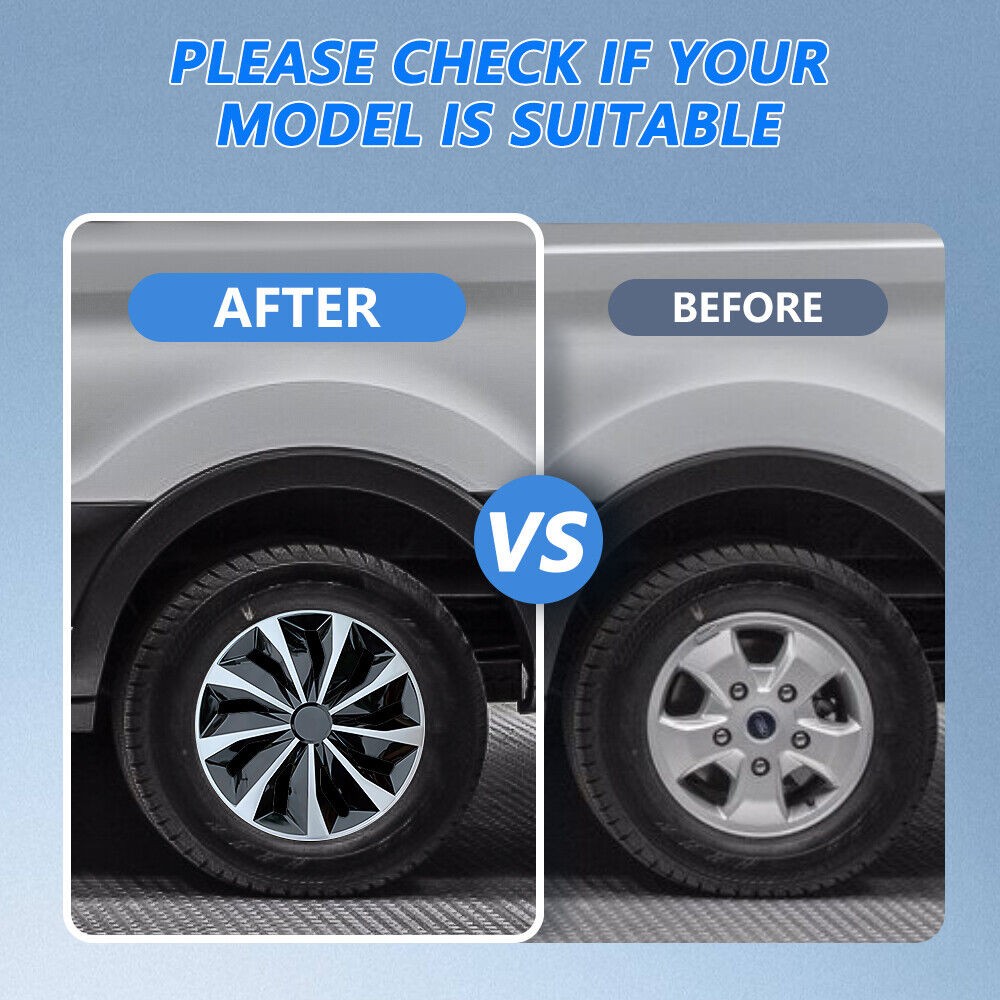 16" Set of 4 Snap On Full Hub Caps Wheel Covers Fit for R16 Tire & Steel Rim NEW