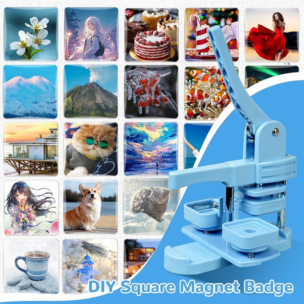 55MM/1.97" Square Button Maker Badge Button Press Machine DIY Fridge Magnet Pin