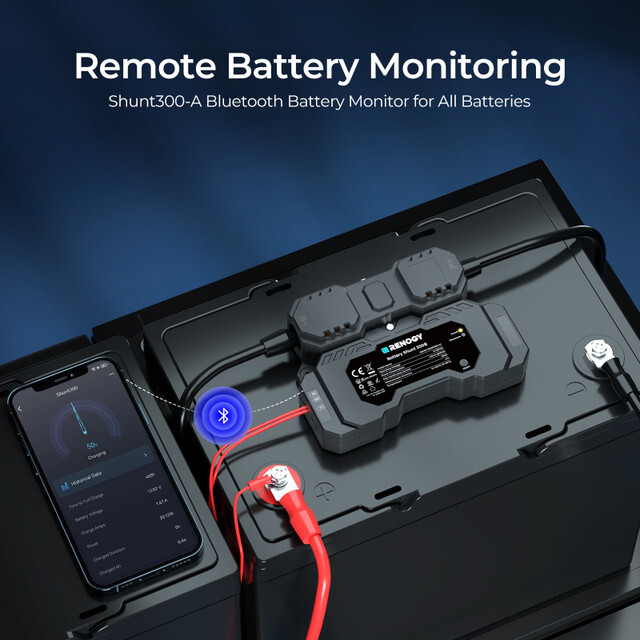 Renogy Battery Shunt 300 Remote Battery Monitoring for Lead Acid LFP Ni-MH