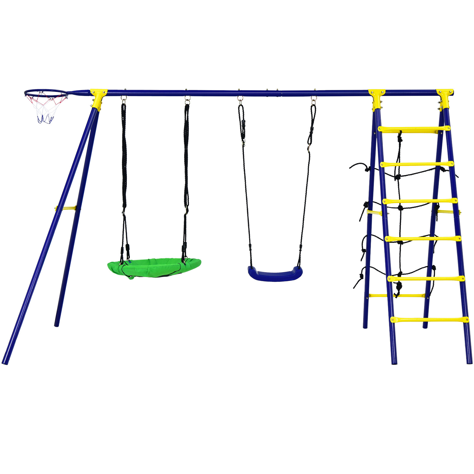 5-In-1 Outdoor Kids Swing Set W/ Heavy Duty Swing Frame & Ground Stakes Backyard
