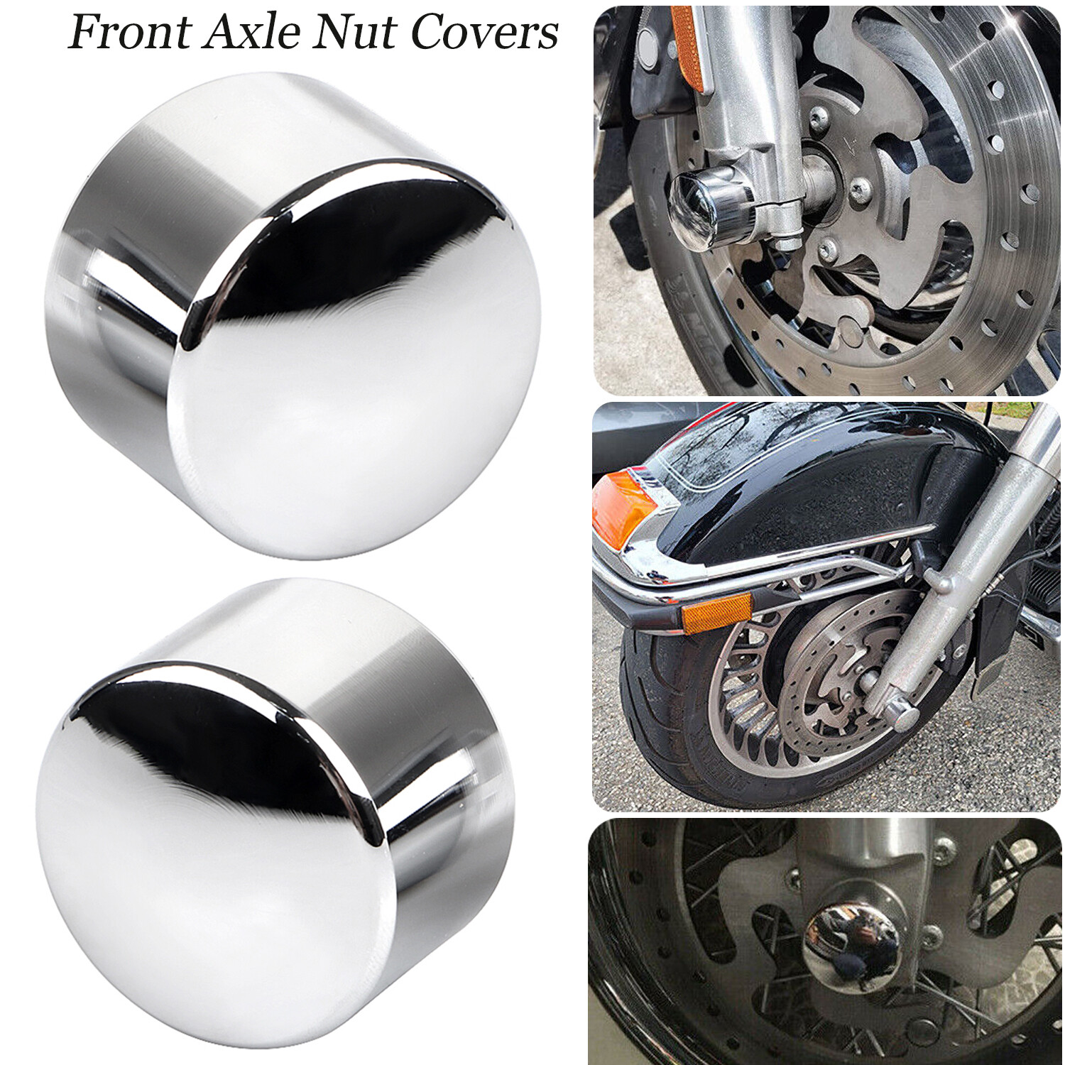 Chrome Front Axle Nut Cover Cap For Harley Touring Road King FLHRS FLHRC Dyna US