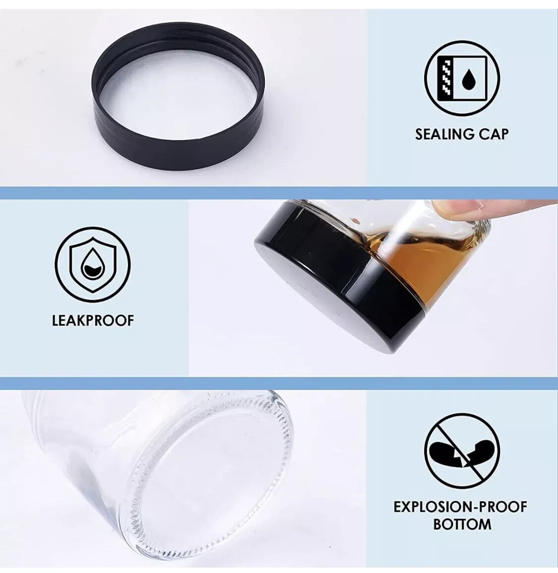 3g Clear Round Glass Jars (50pack) New With Inner Liners And White Lids 🌷🌷