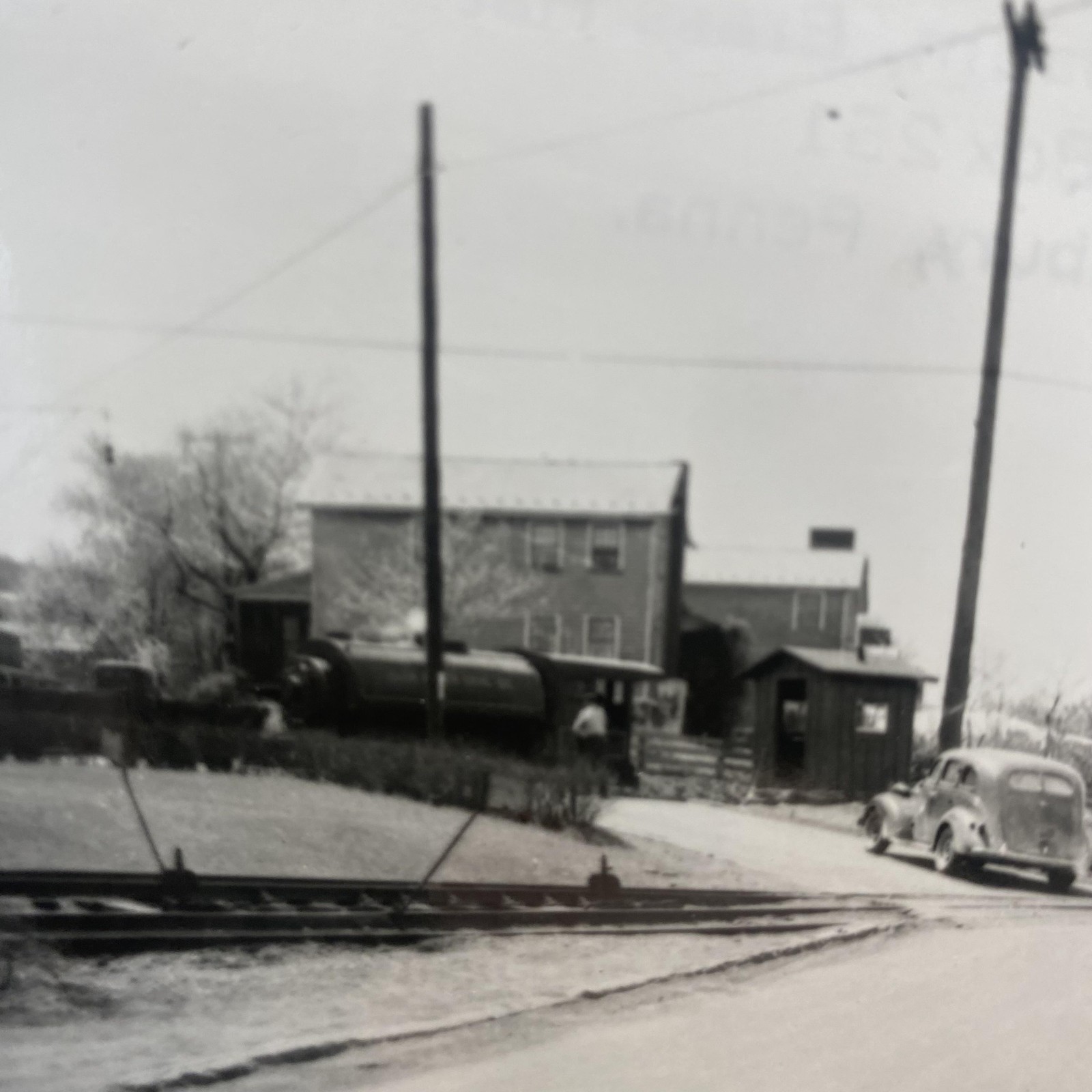 Vintage Railroad Crossing Cars Lackawanna Reading Photo 4x5 B&W Gelatin Original