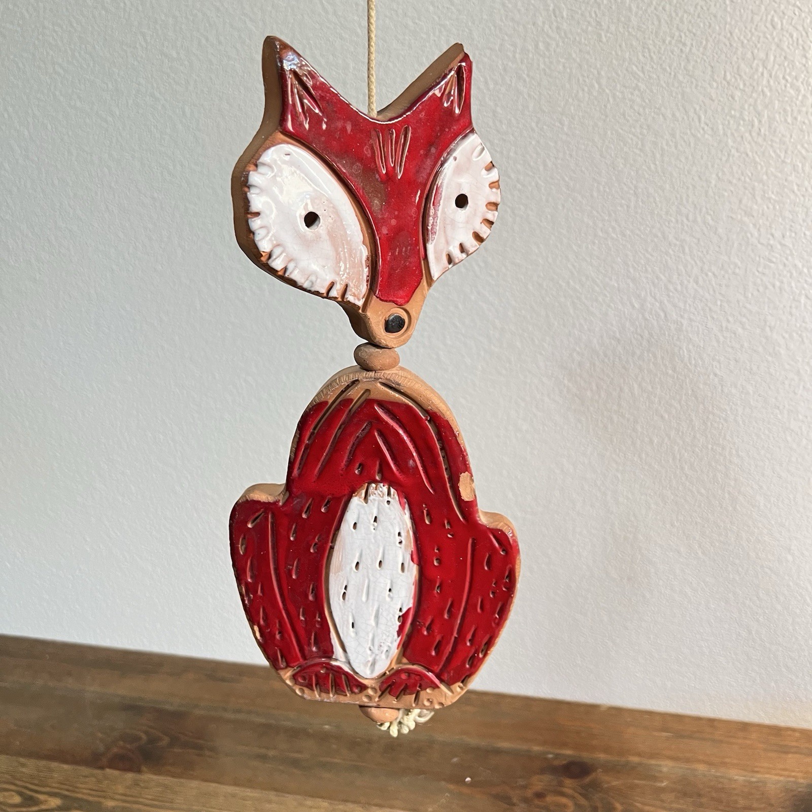 Vintage Pacific Stoneware double-sided Red Fox People Lovers Pottery