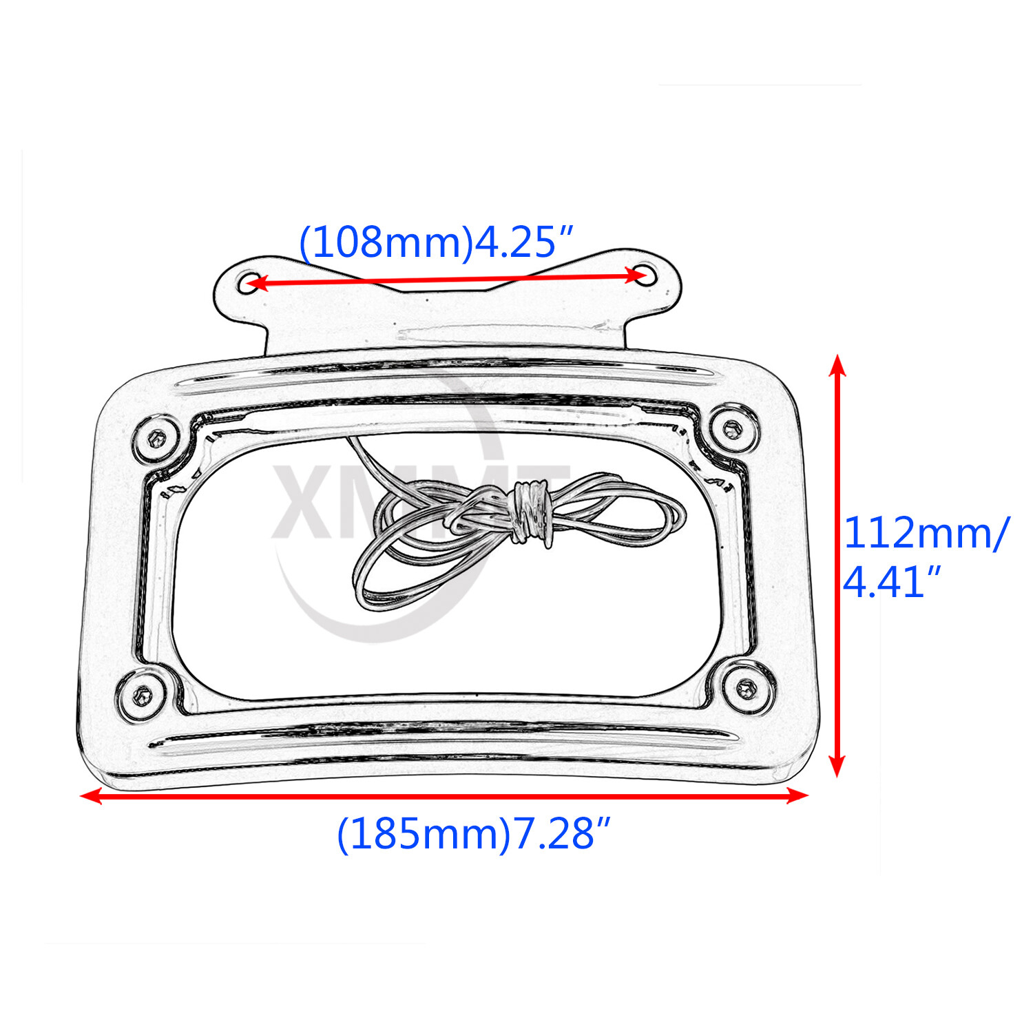 Black Curved License Plate Frame w/ LED Light For Harley Street Road Glide 10-23