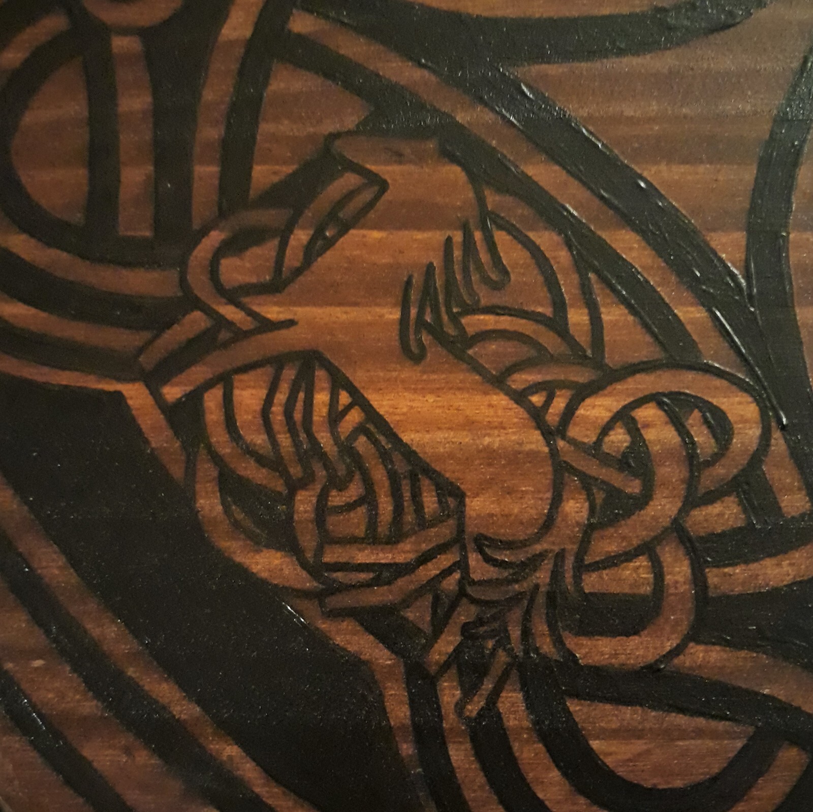 Viking Knotwork Tabletop w/ Norse Gods & Goddesses - Handpainted, 2 ft. diameter