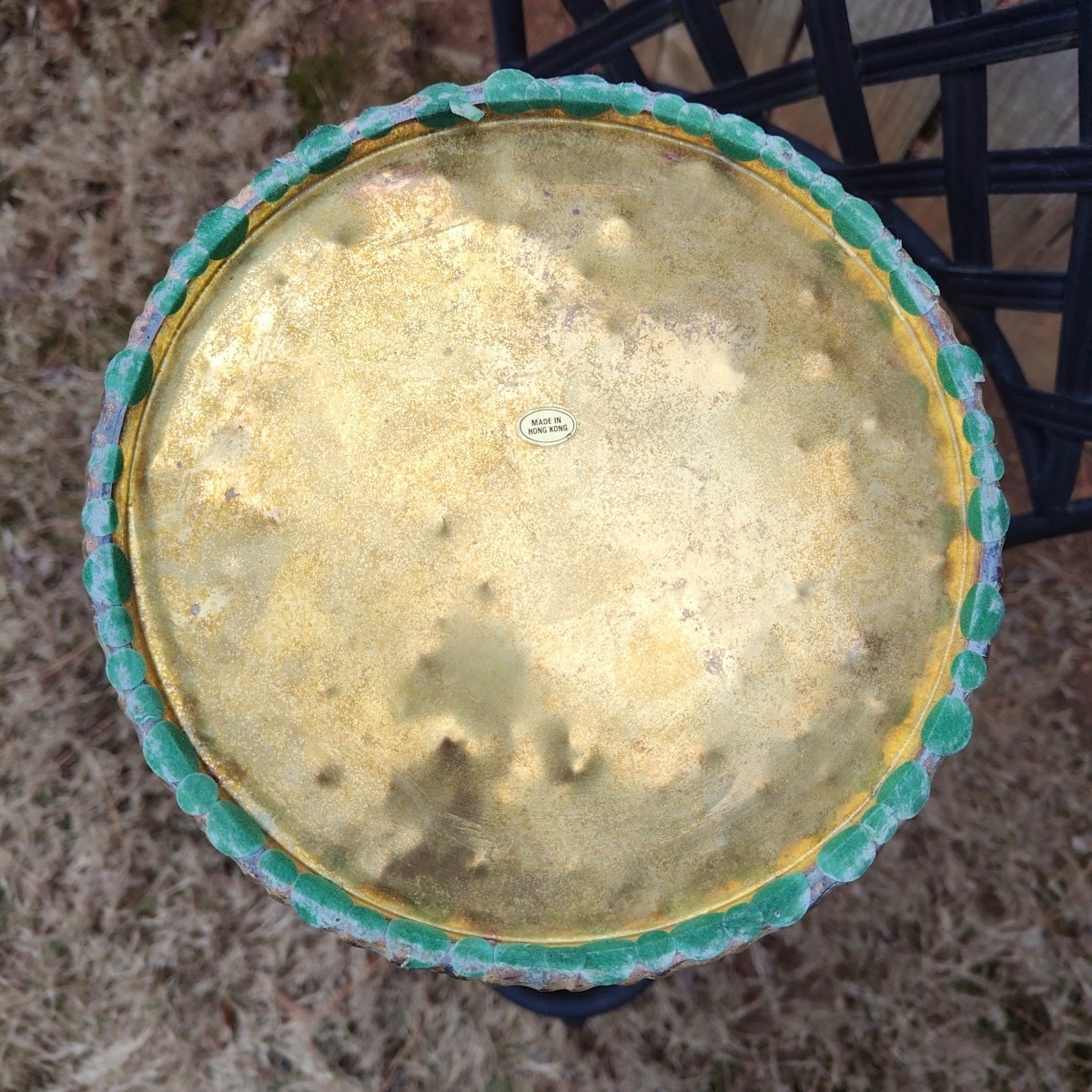 Vintage Brass Umbrella Cane Holder Stand 18" with Decorative Handles Asian Motif