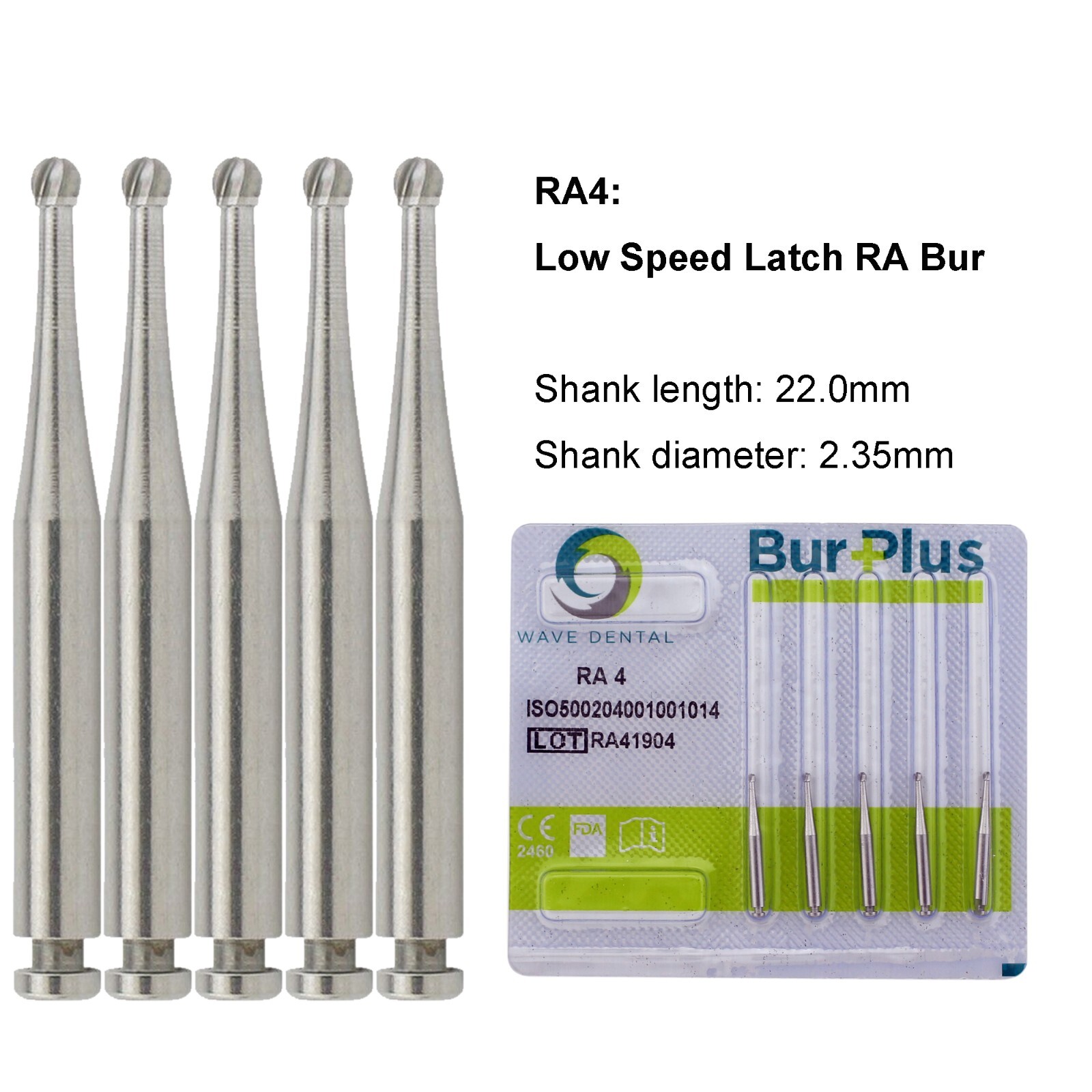 WAVE Dental Round Latch Carbide Bur RA 1 2 3 4 5 6 7 8 Midwest LA For Slow Speed