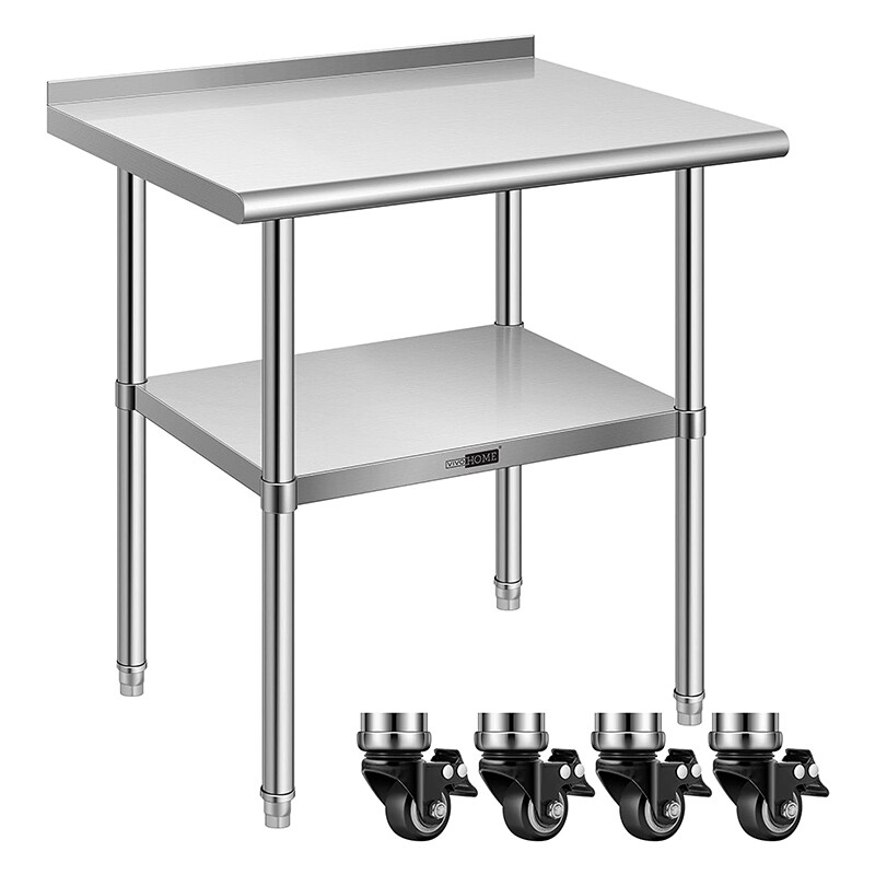 24'' x 30'' Stainless Steel Work Table w/ Backsplash Food Prep Commercial Table
