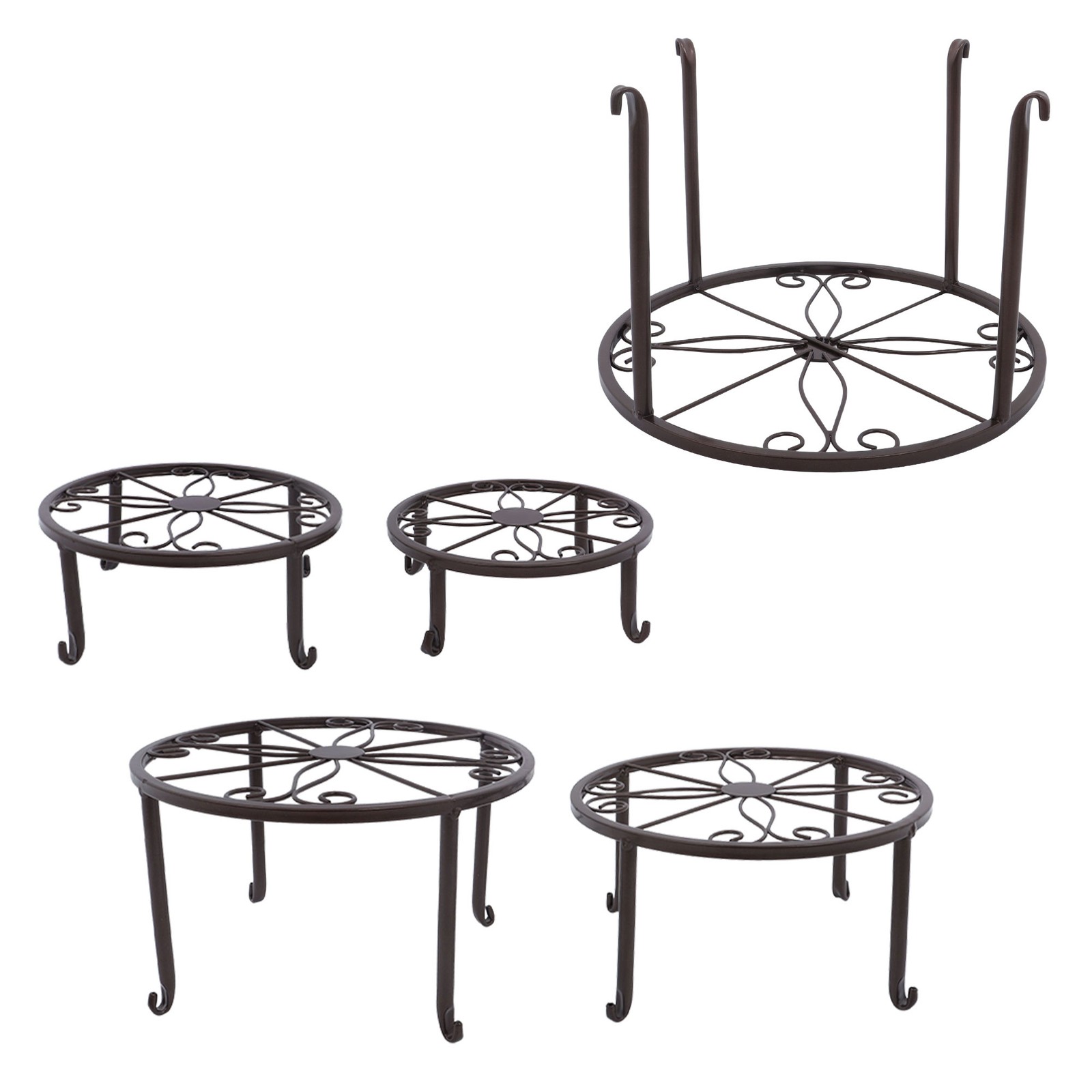 Metal Plant Stand Heavy Duty Flower Pot Stands For Outdoor Indoor Plants 5 Pack