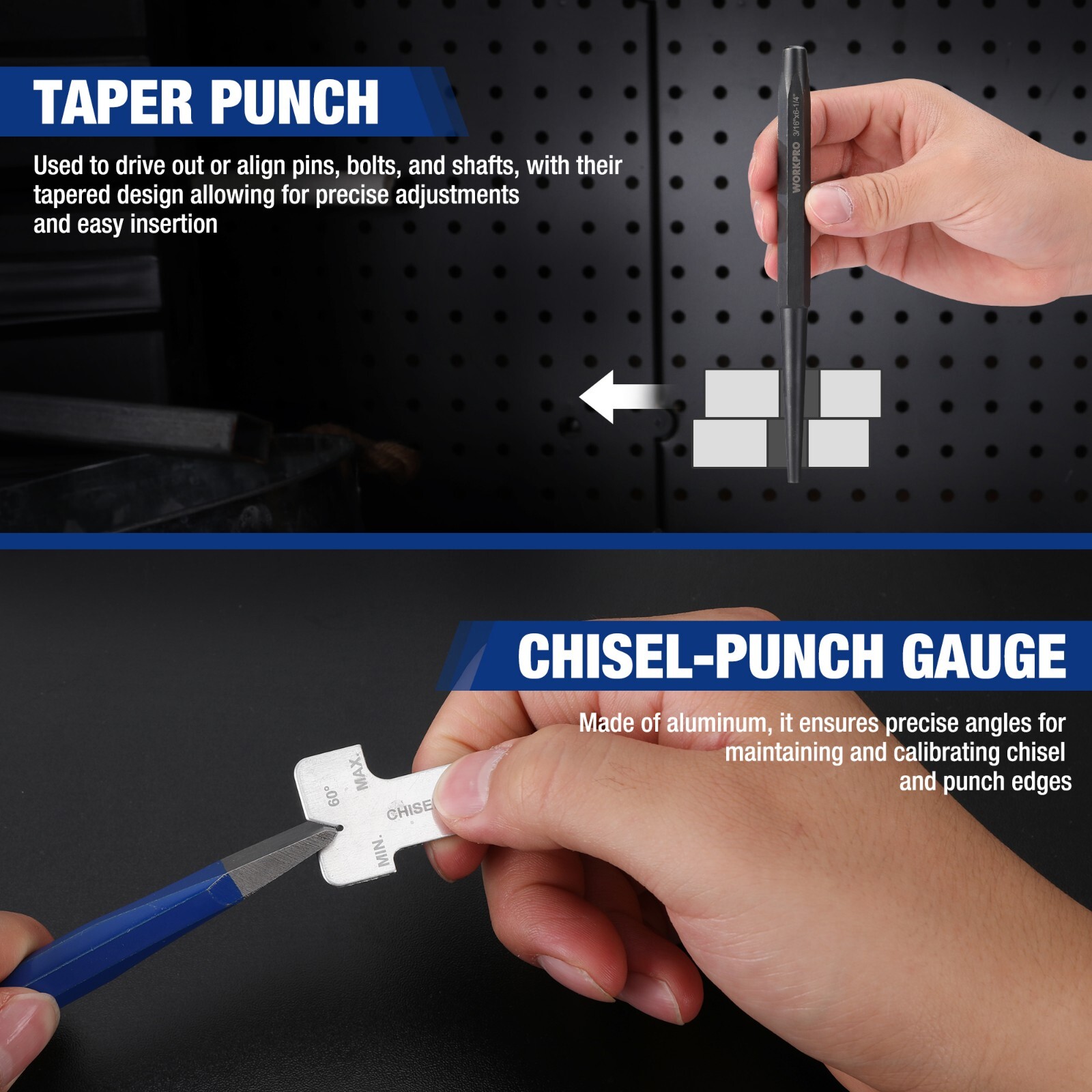 WORKPRO 30-Piece Heavy Duty Punch and Chisel Set with Pouch