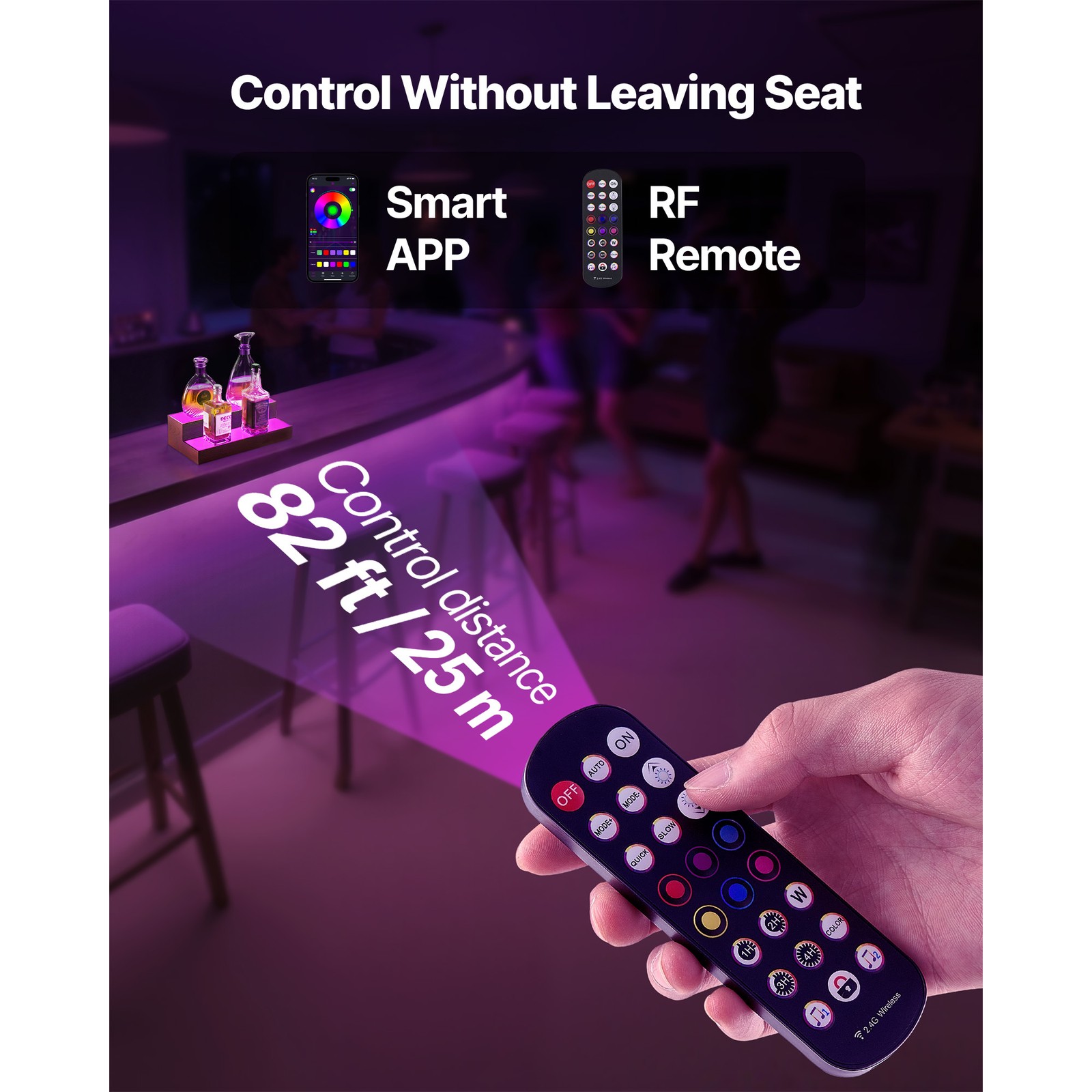 Uimoso LED Illuminated 2-Tier Liquor Bottle Display Rack, 16-In, Holds 8 Bottles