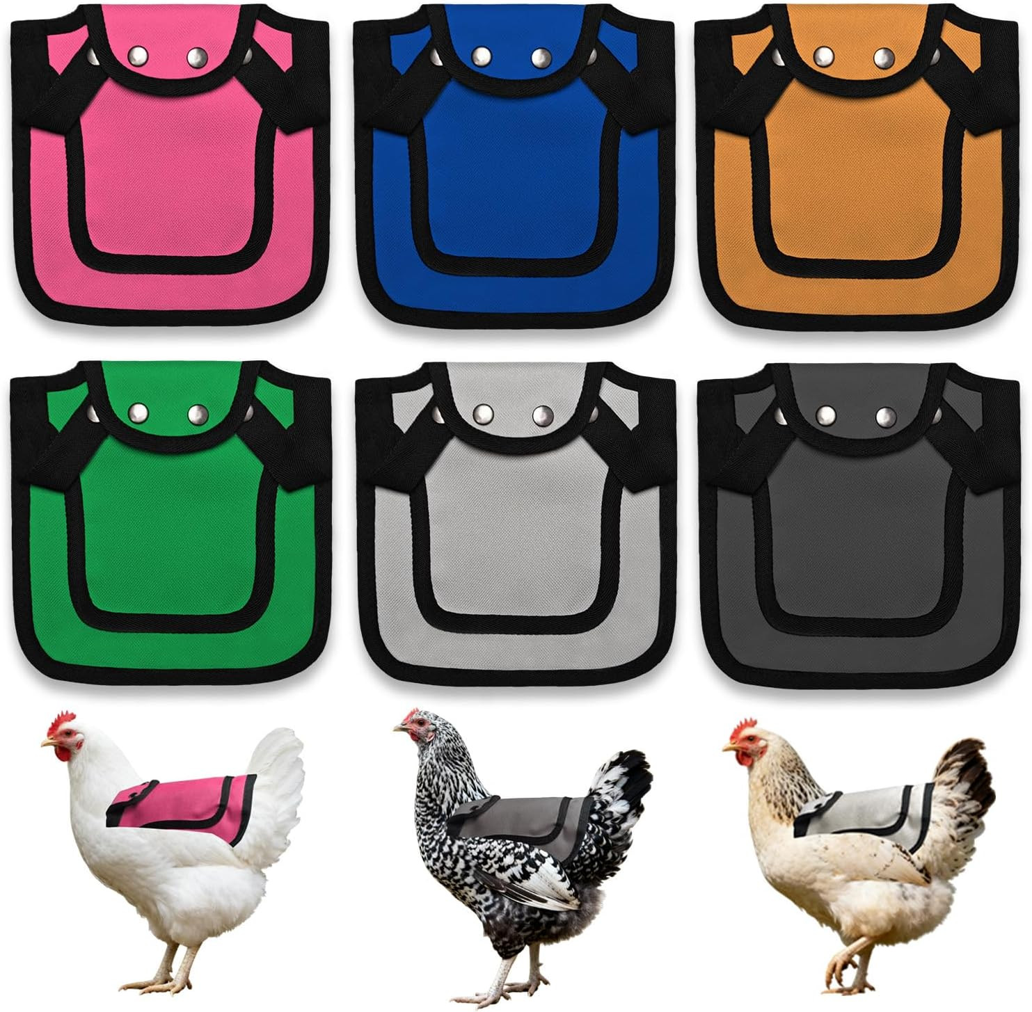 6 PCS Chicken Saddle for Hens, Chicken Aprons for Hens with Adjustable Strap, He