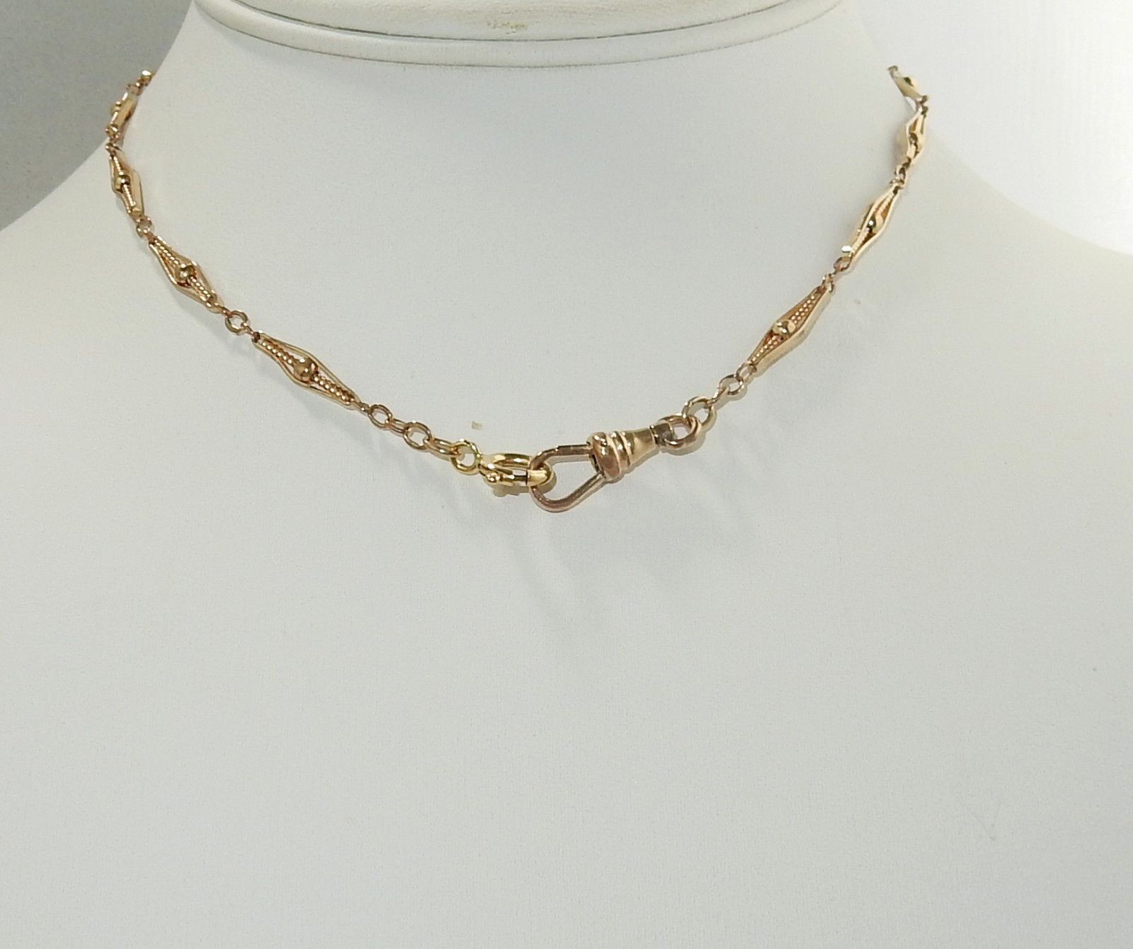 Antique 1/20 12K Yellow Gold Filled 14" Fancy Bar Link Pocket Watch Chain 5g