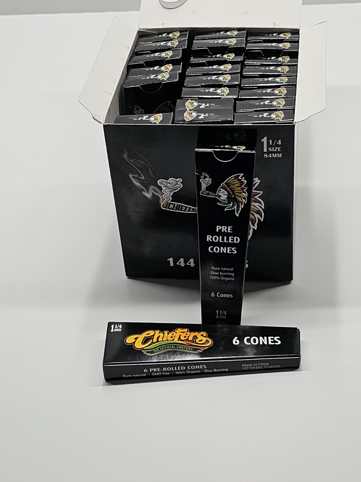 Chiefer's Pre-Rolled Cones 1 1/4 (PRIVATE LABEL) 24 Packs of 6 each (144 )