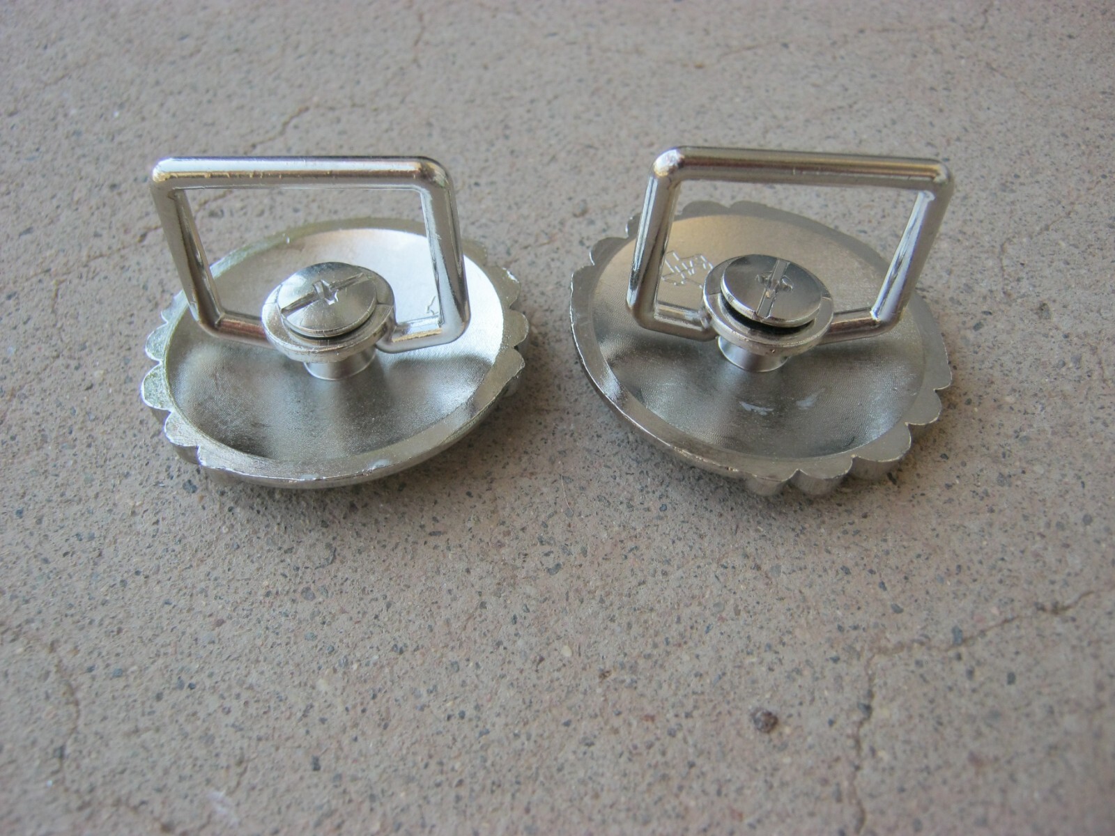 Engraved Nickel Plate Silver Spot Concho Browband Loop Back Rosette Set of 2