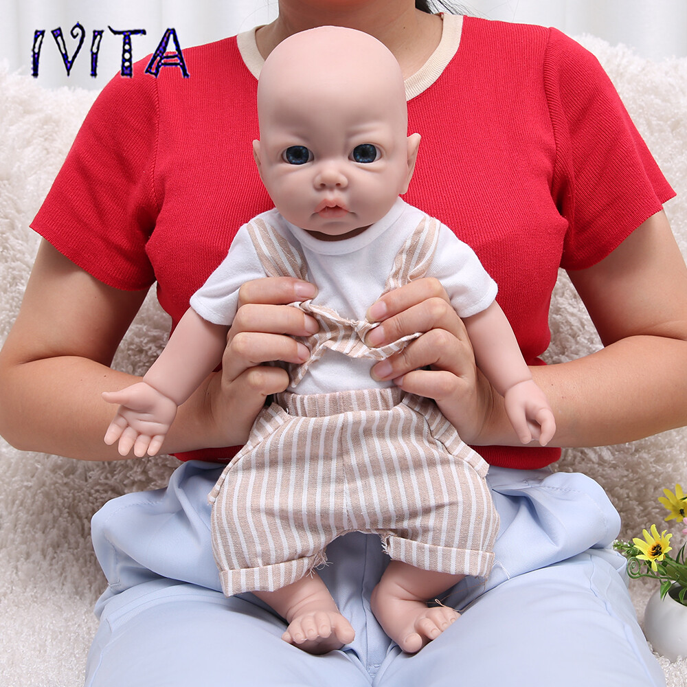 IVITA 17" Soft Silicone Reborn Baby Boy and Girl Newborn Squishy Silicone Doll