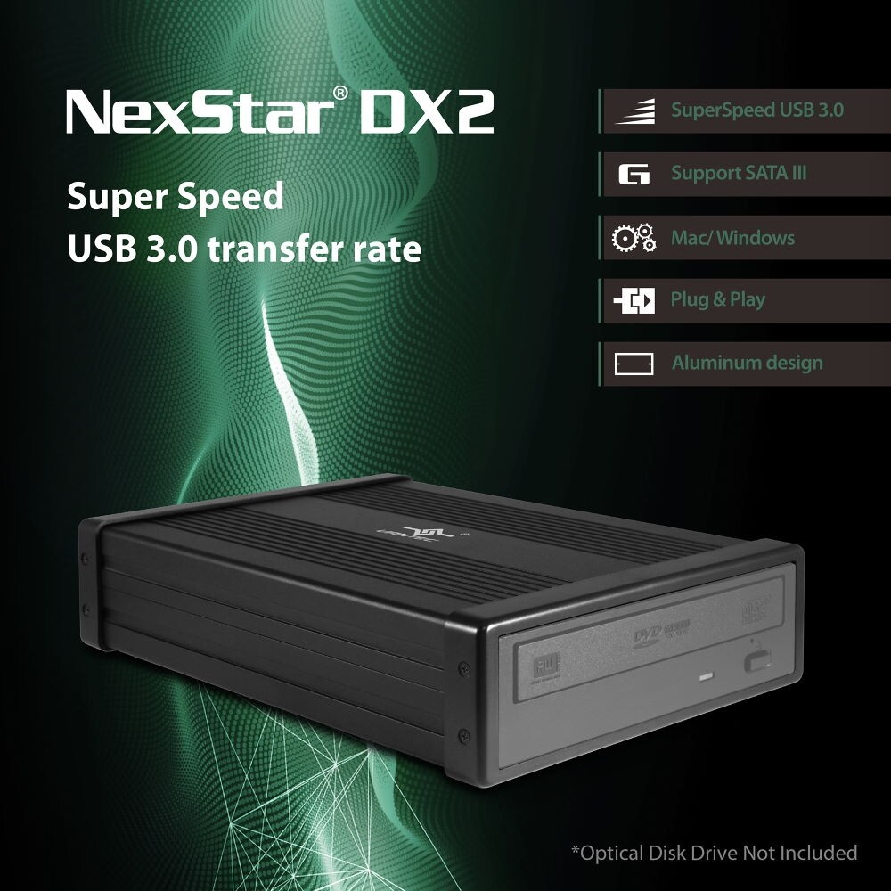 Vantec NexStar DX2 USB 3.0 External Enclosure For SATA Blu-Ray/CD/DVD Drive