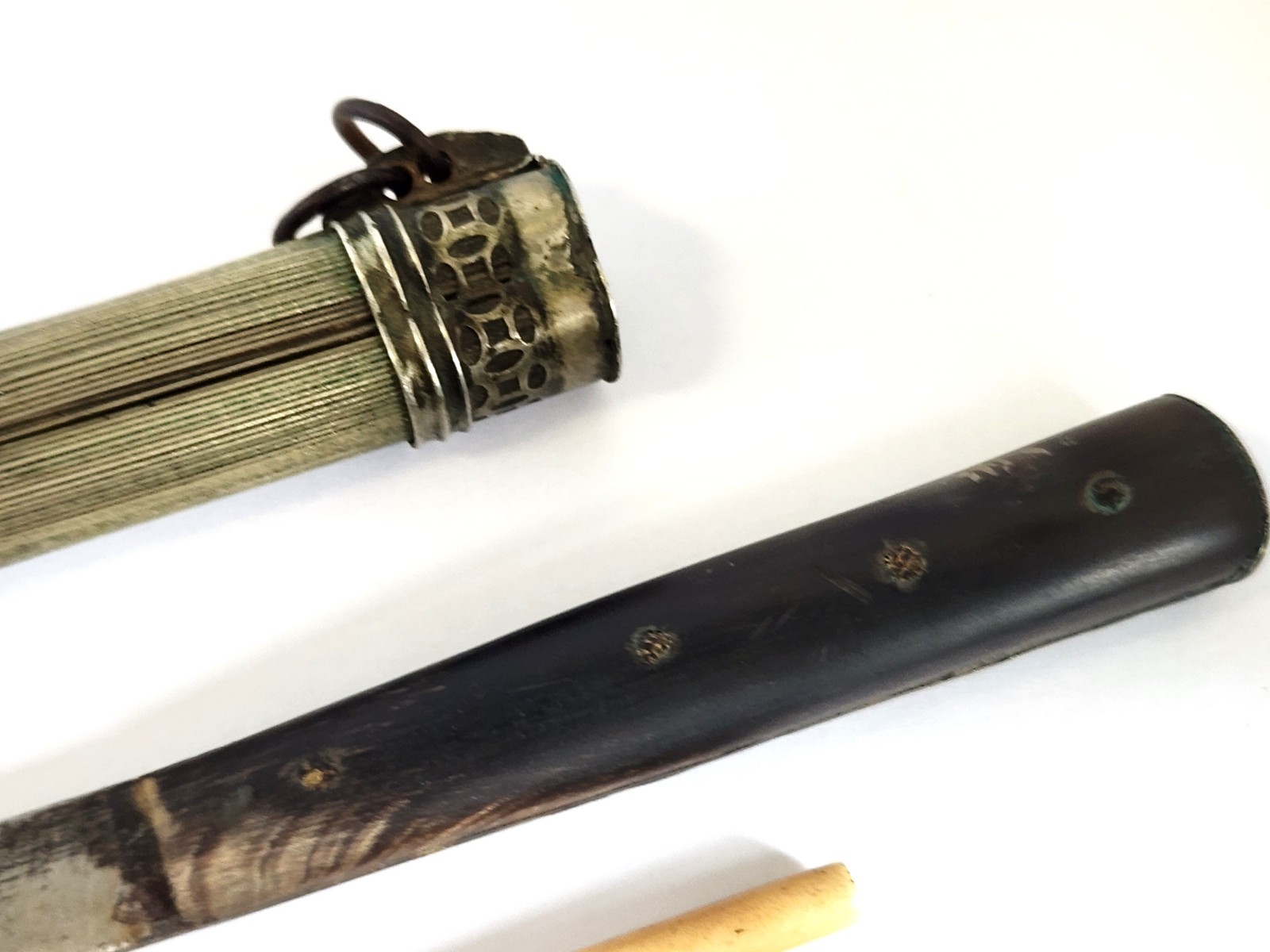 Antique Asian Chinese Knife Bone Chopsticks Traveling Eating Trousse Set