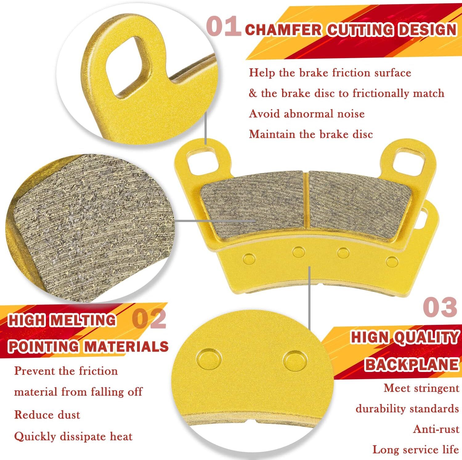 Front + Rear Parking Brake Pads For Polaris Razor RZR 570/800/900/1000 S 800 900