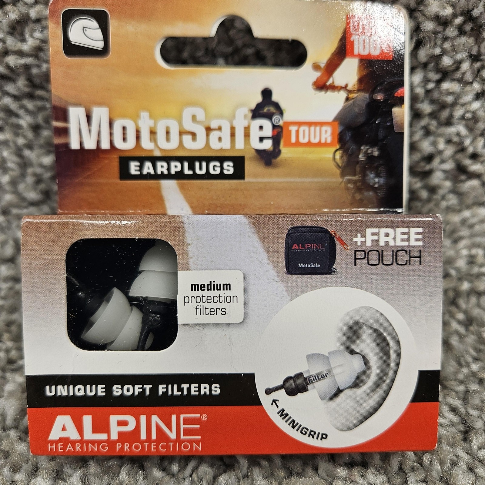 Alpine MotoSafe Tour Ear Plugs Medium White Motorcyclist Free Pouch NEW