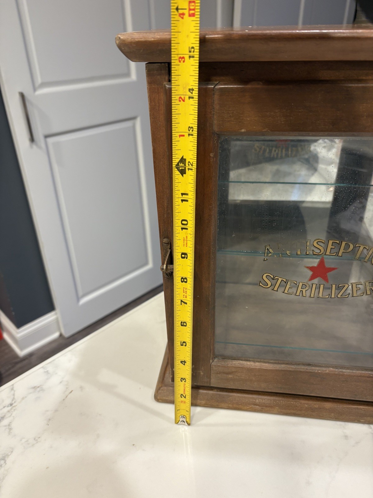 Early 1900s Antiseptic Sterilizer Cabinet, Oak Wood, Doctor, Barber, Pharmacy