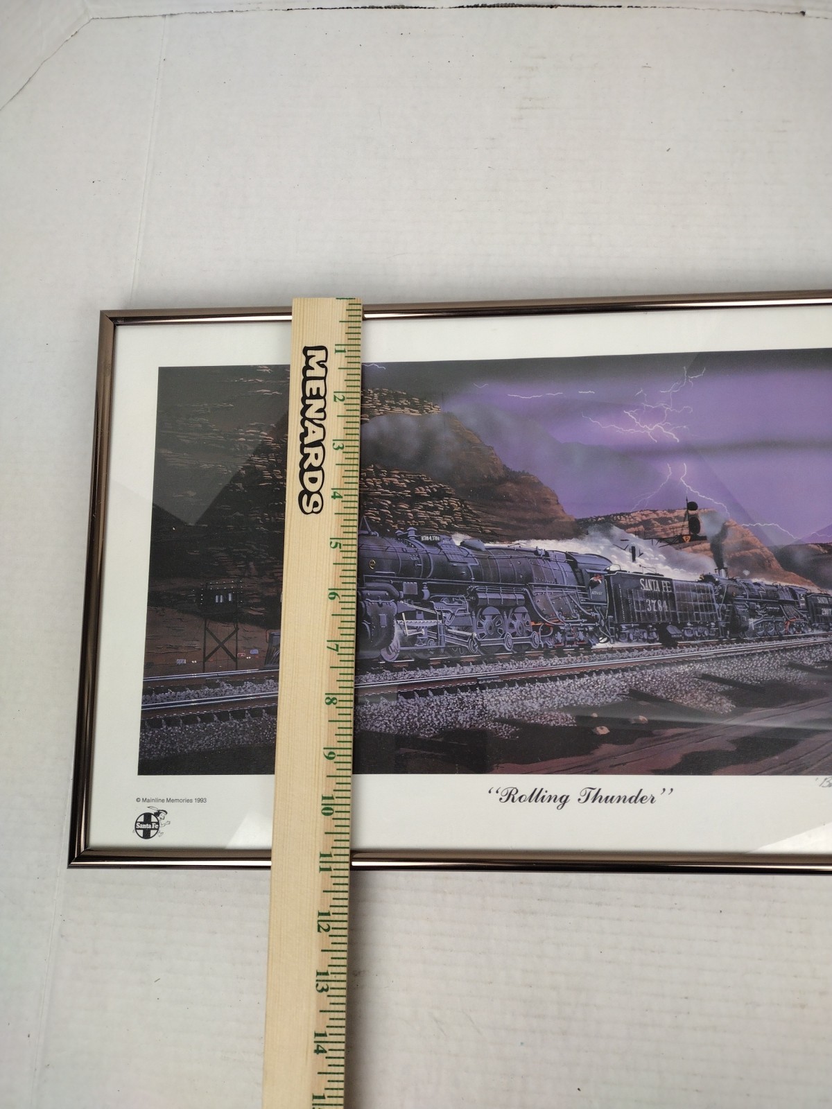 ROLLING THUNDER by ROBERT WEST Artist Signed Railroad Art 1993 Vintage Framed
