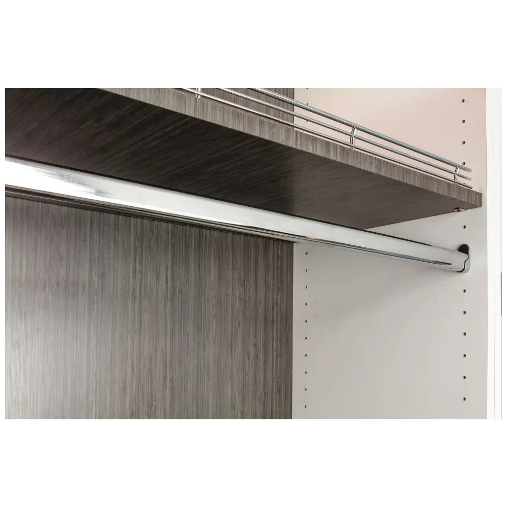 Premium Oval Wardrobe Closet Rod with End Supports - Polished Chrome