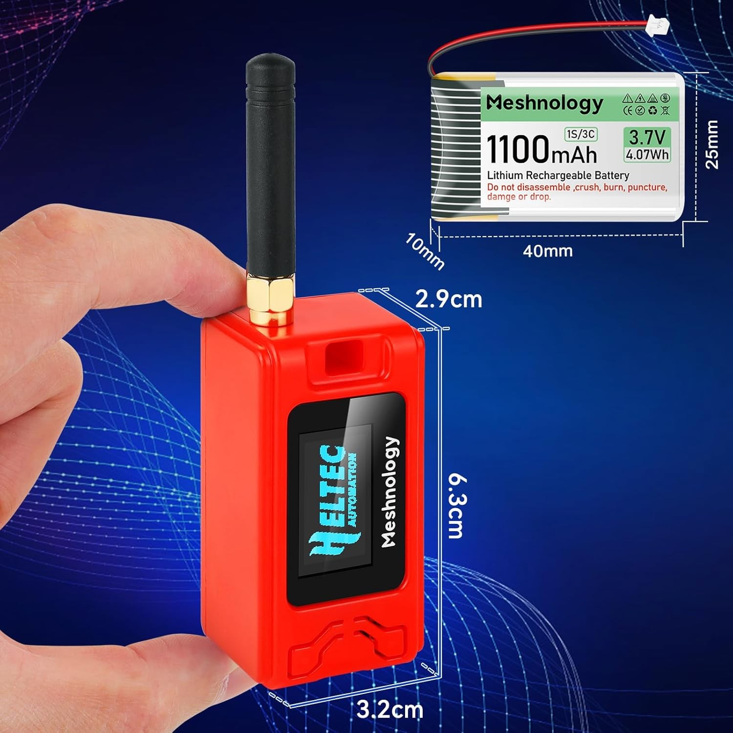 2Sets HelTec Meshtastic LoRa ESP32 V3 SX1262 Board+915MHz Antenna + Battery+Case