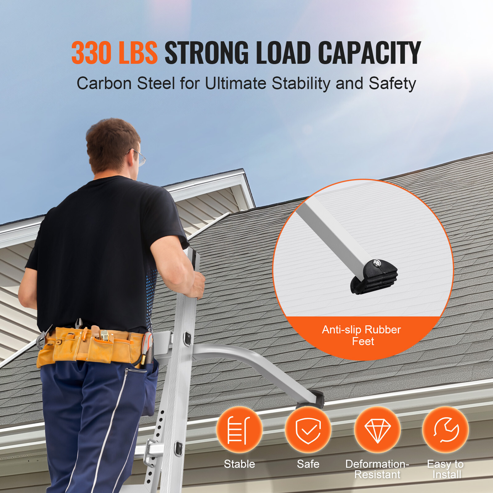 Ladder Stabilizer with Wing Span Heavy Duty Steel Roof Hook Stabilizer