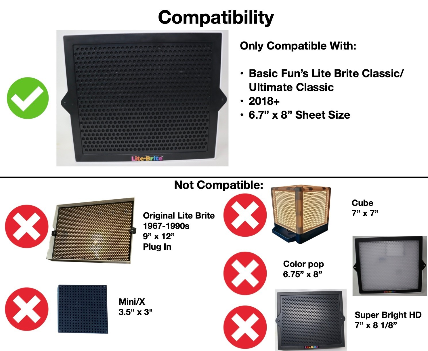 STARTER PACK #1 Template Pattern Refills for Lite Brite Ultimate Classic - 36