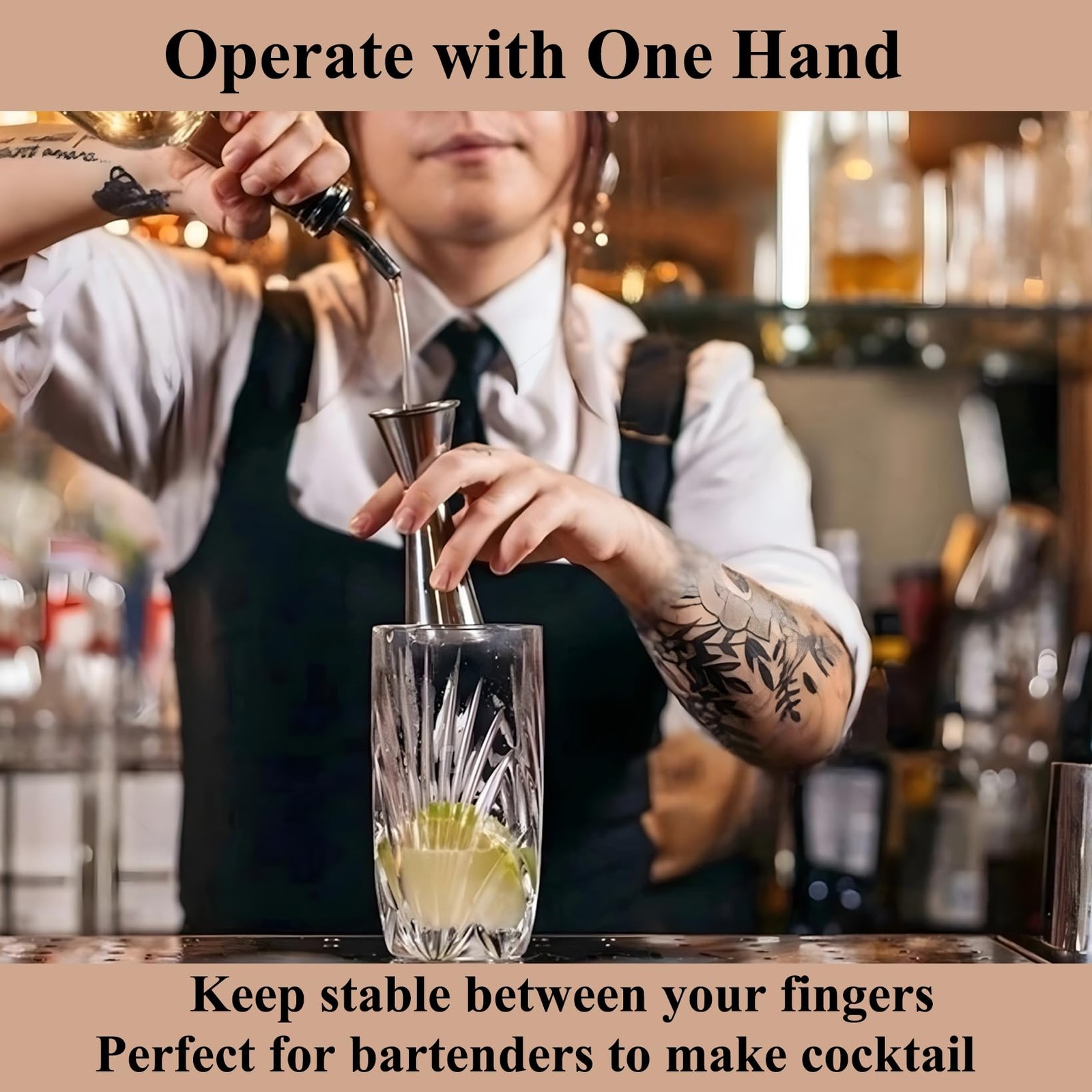 Pafusen Jigger for Bartending with 2 Pourers, 1 Jigger+ 2 Silver