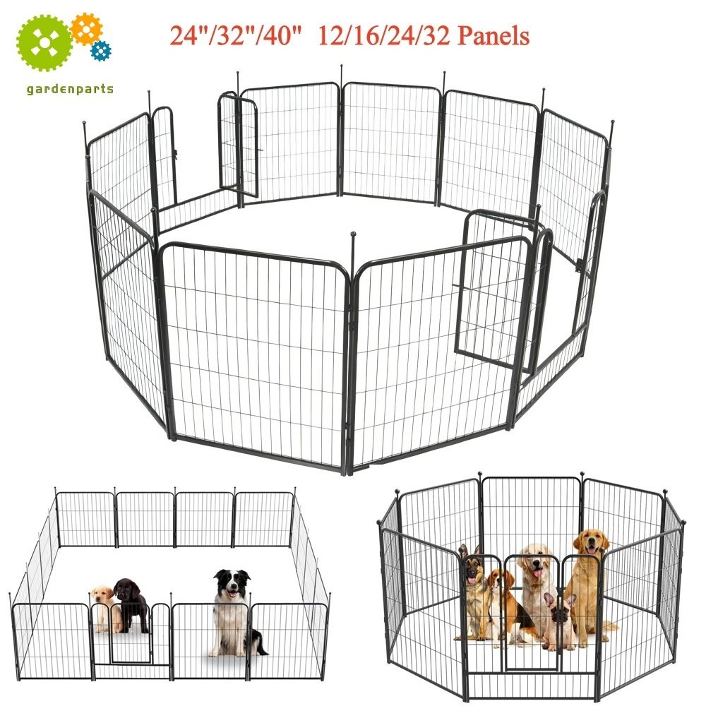 24"/32"/40" Dog Playpen 12/16/24/32 Panels Dog Pen Pet Playpen Kennel Fence