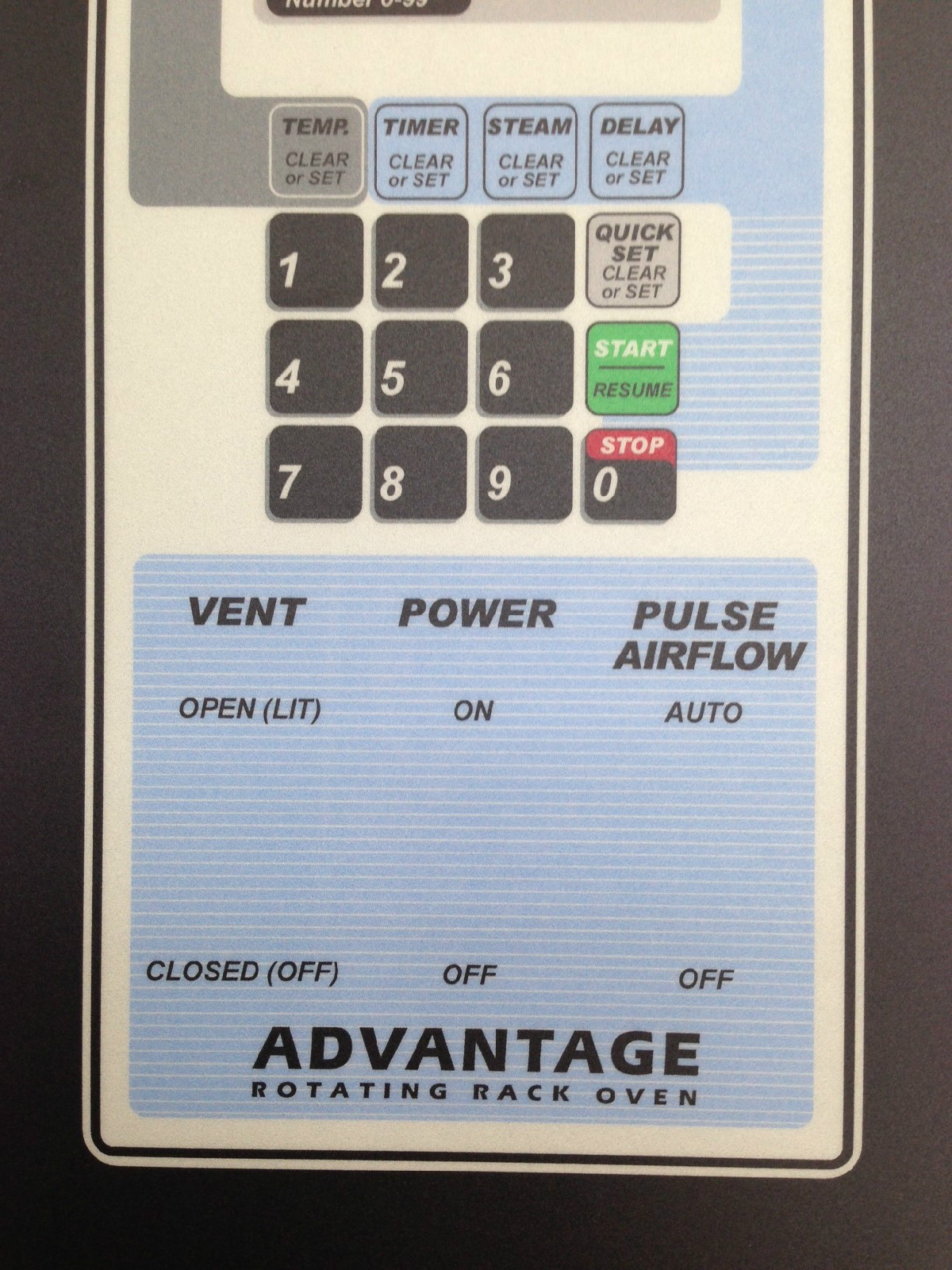 OVERLAY FOR OV210 BAXTER RACK OVENS 100V16-00339