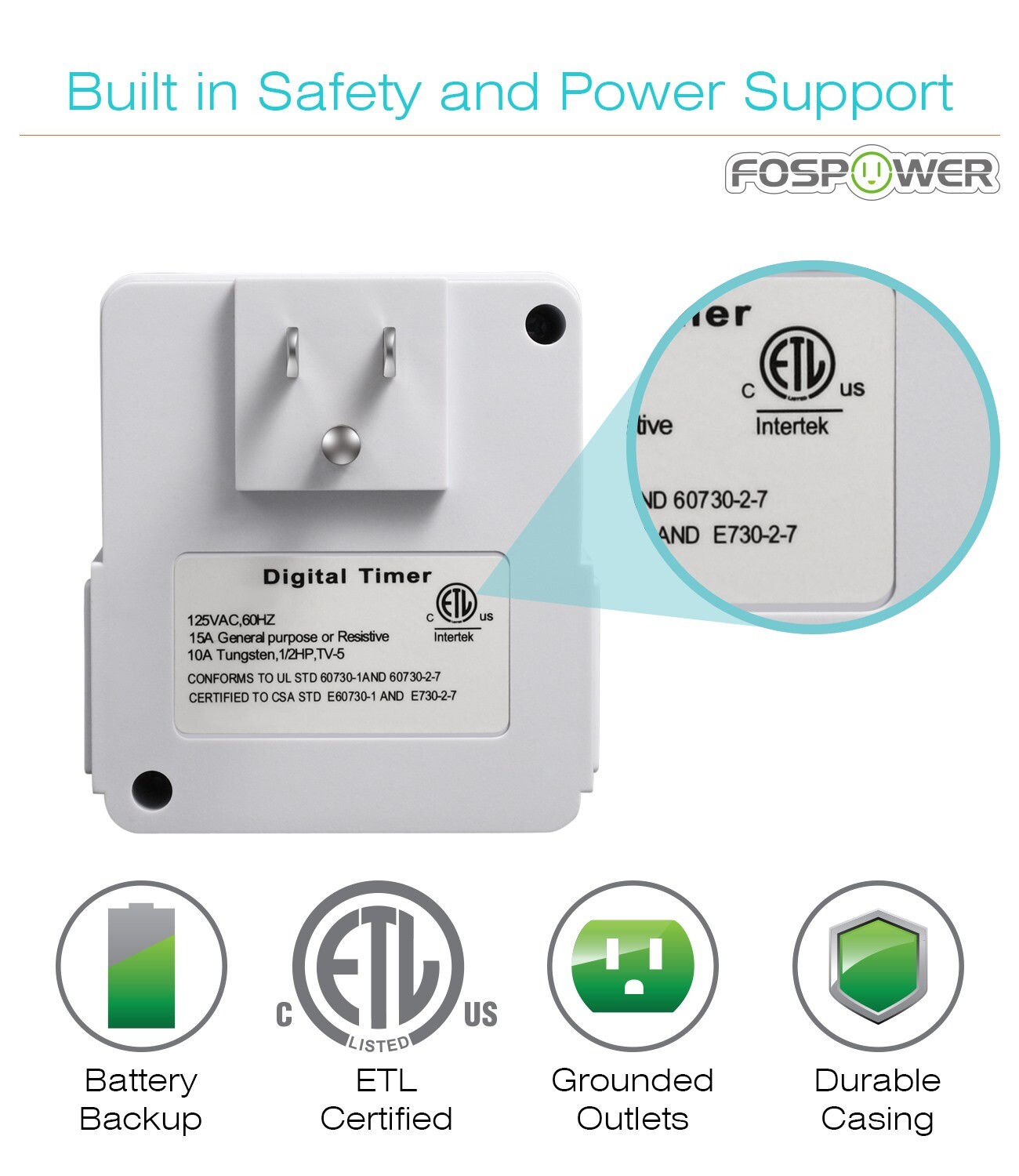 7 Day Digital LCD Electric Programmable Dual Outlet Plug In Clock Timer Switch