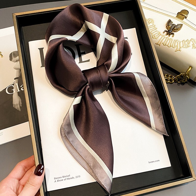 100% Mulberry Silk 27" Square Scarf Women Neckerchief Wrap Fashion Design Check