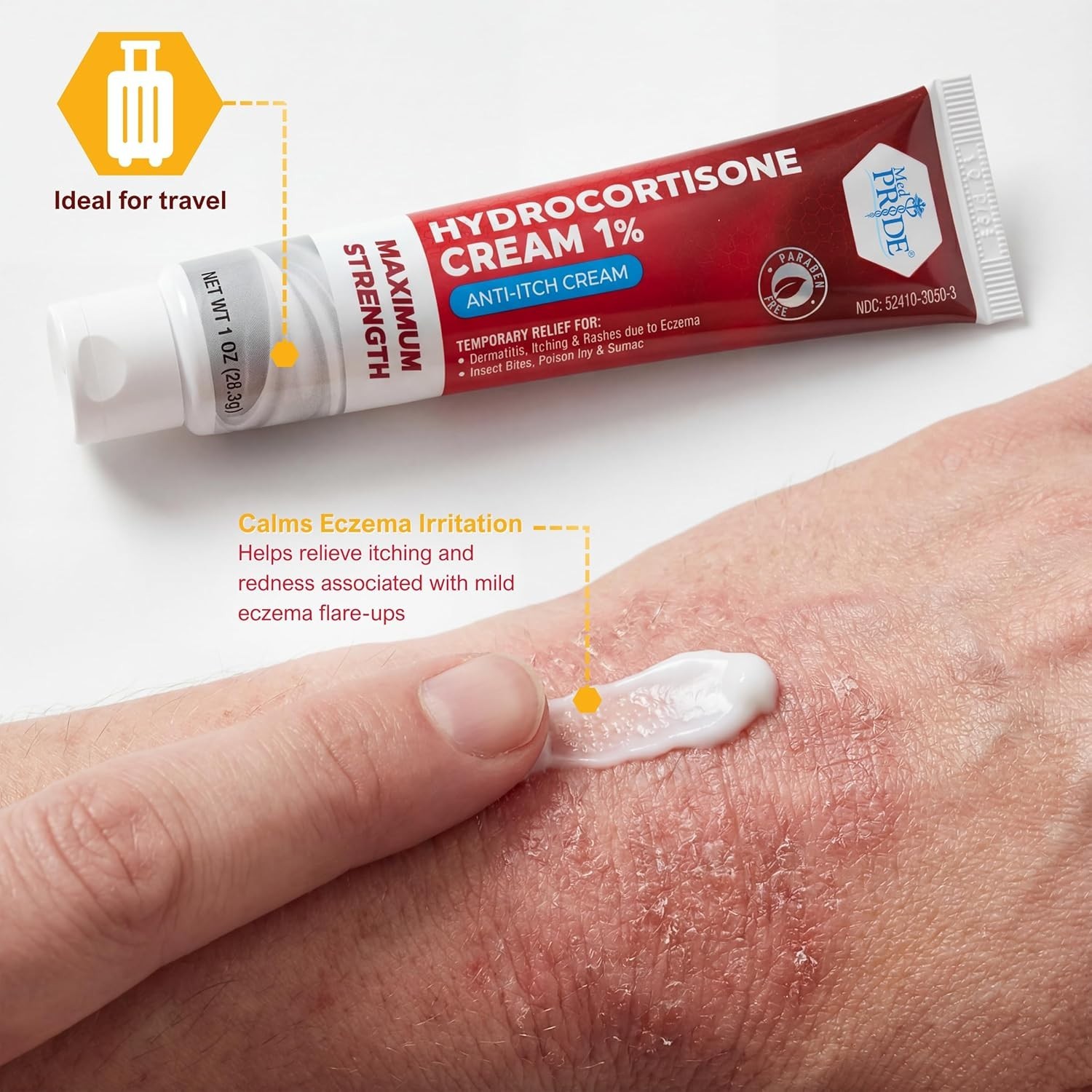 MED PRIDE Hydrocortisone Cream 1% 1oz Anti-Itch Skin Eczema Rash Relief 2-16ct