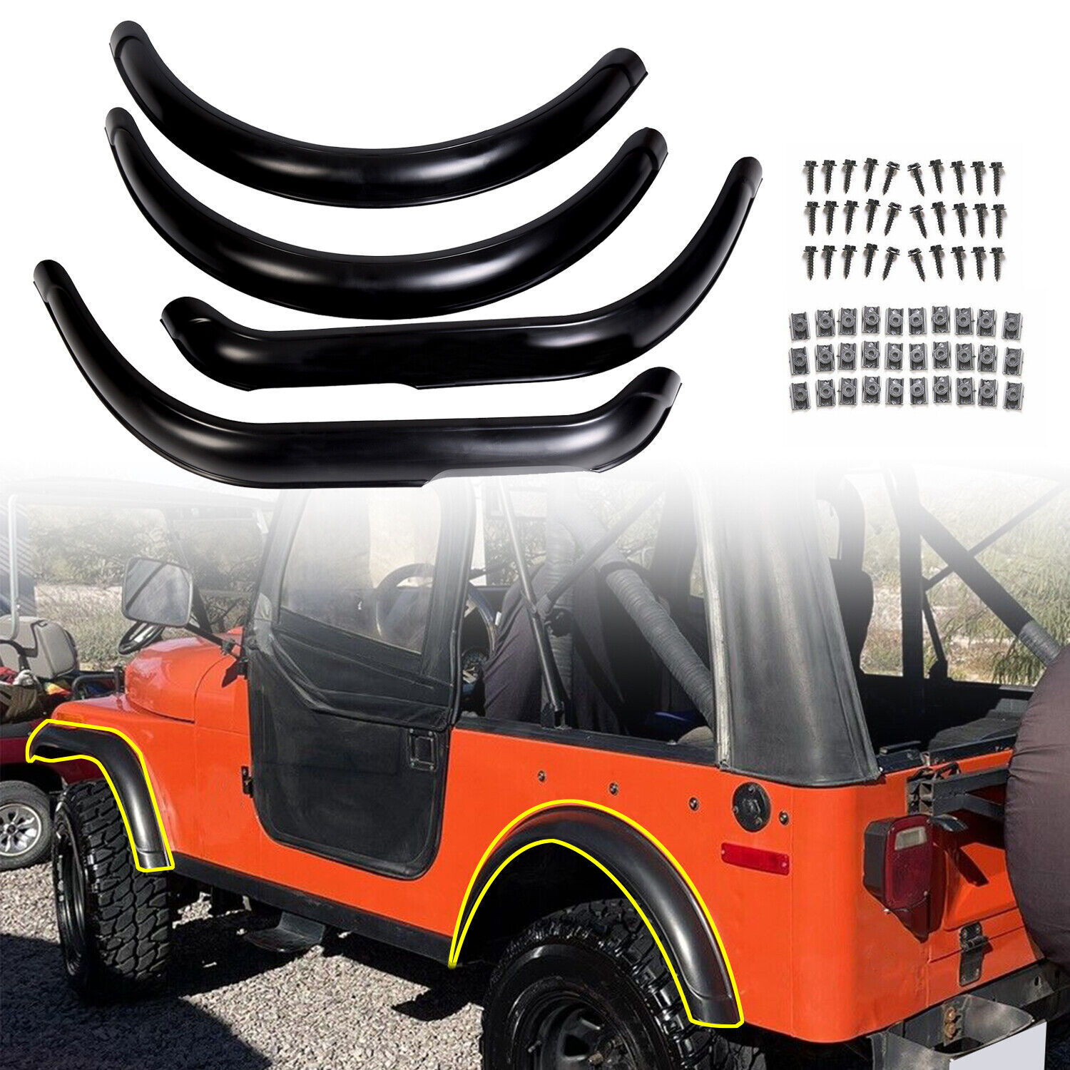 Replacement Fender Flare Flares Full Kit For Jeep CJ CJ5 CJ7 1955-1986 #11601.01