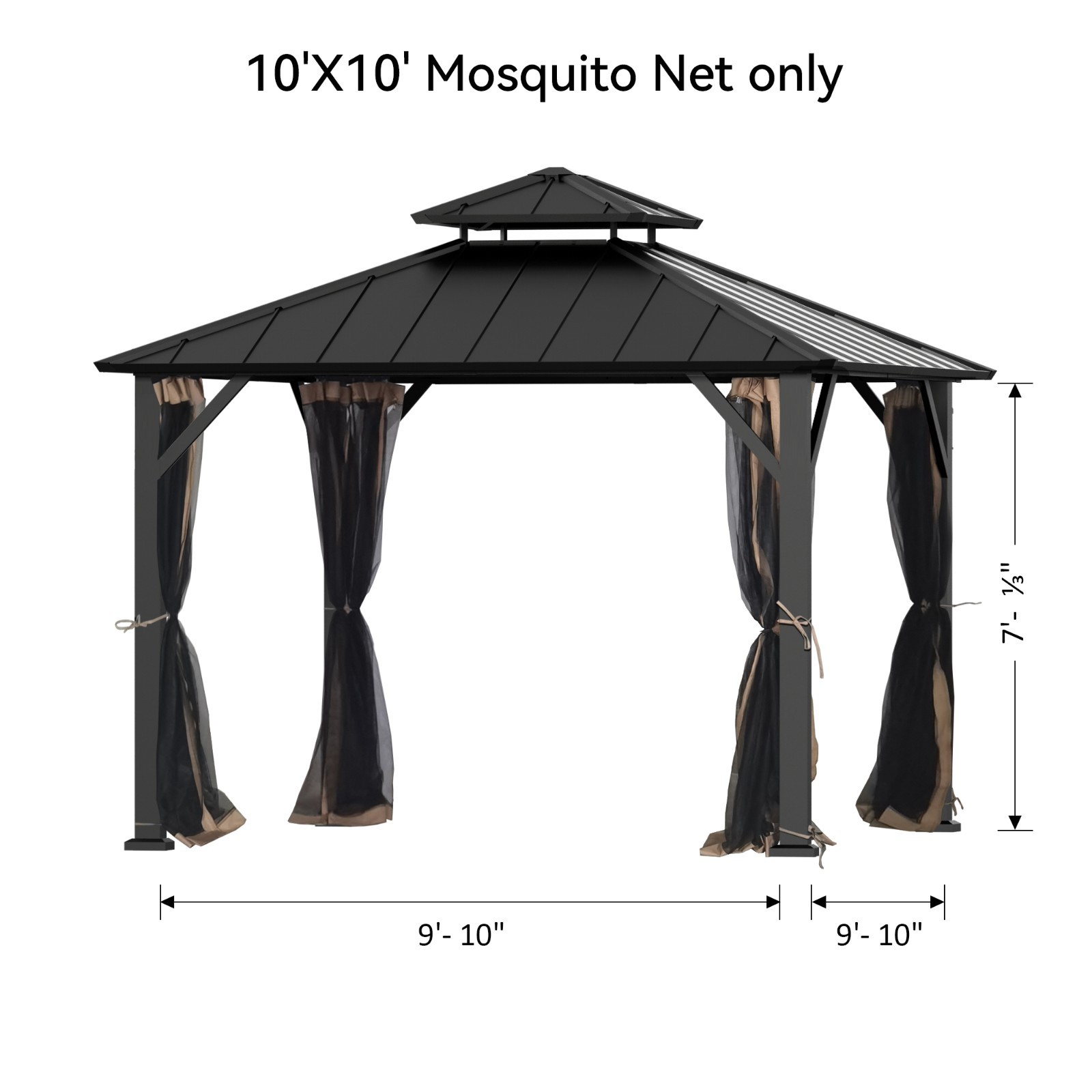 Universal Gazebo Mosquito Netting Replacement Sidewalls for Patio