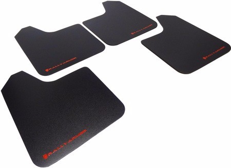 Rally Armor Basic Universal Mud Flaps Set of 4 No HW, BLACK w/ RED  MF12-BAS-RD