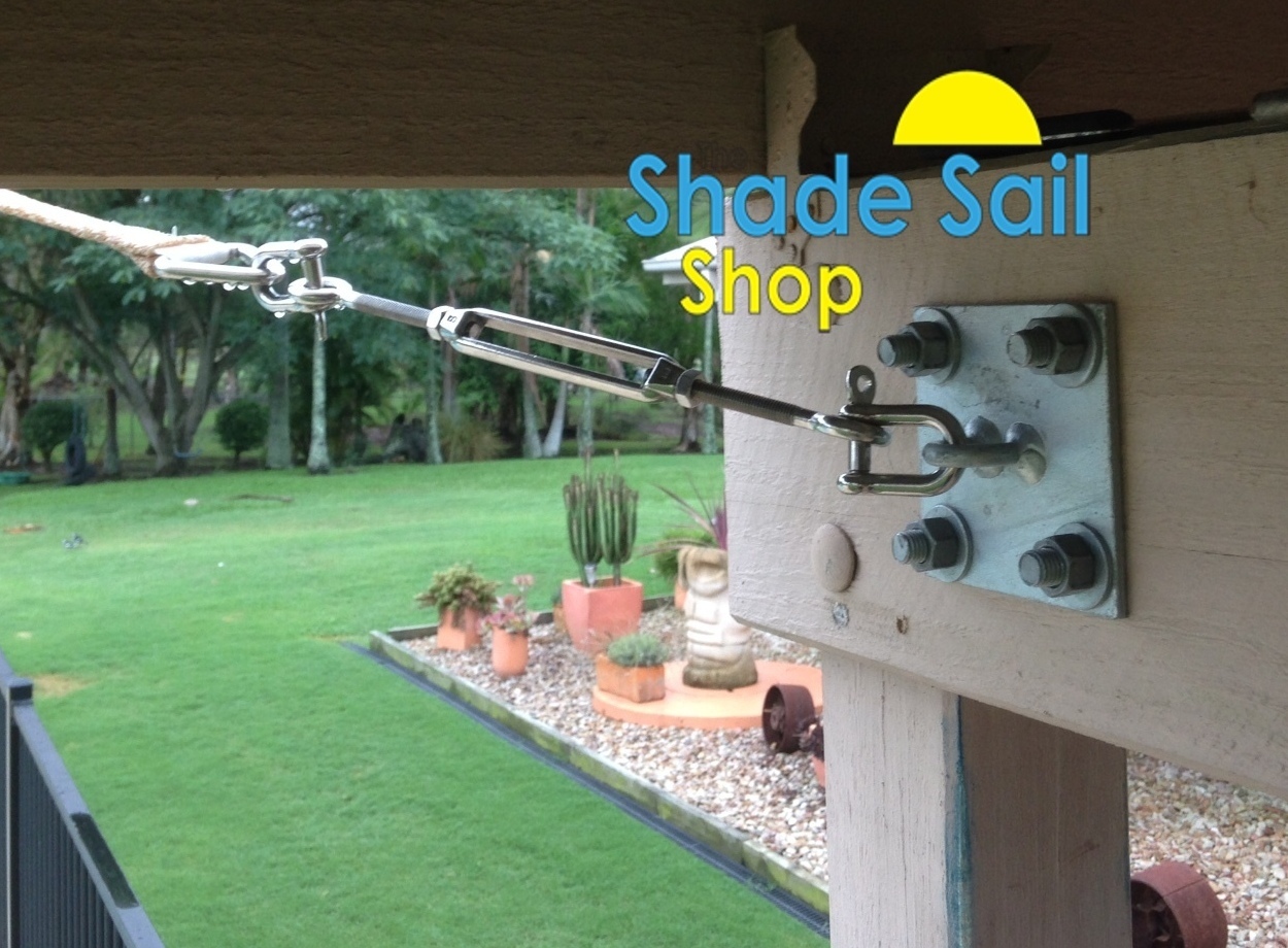 Shade sail accessories Turnbuckles, d shackles, eye bolts, pad eyes, snap hooks