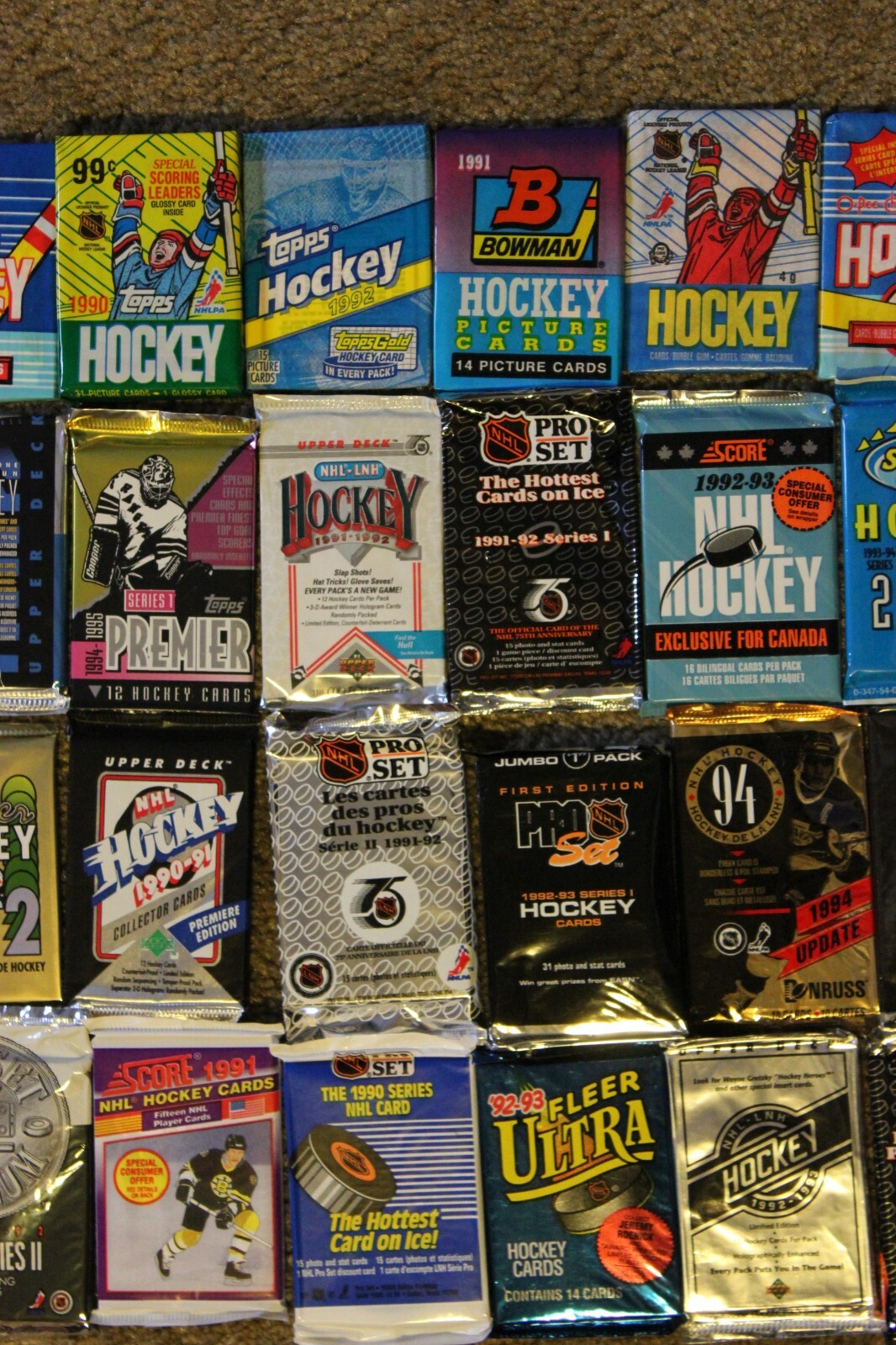 Hockey Card LIQUIDATION - LOT OF 55 OLD VINTAGE HOCKEY CARDS IN UNOPENED PACKS