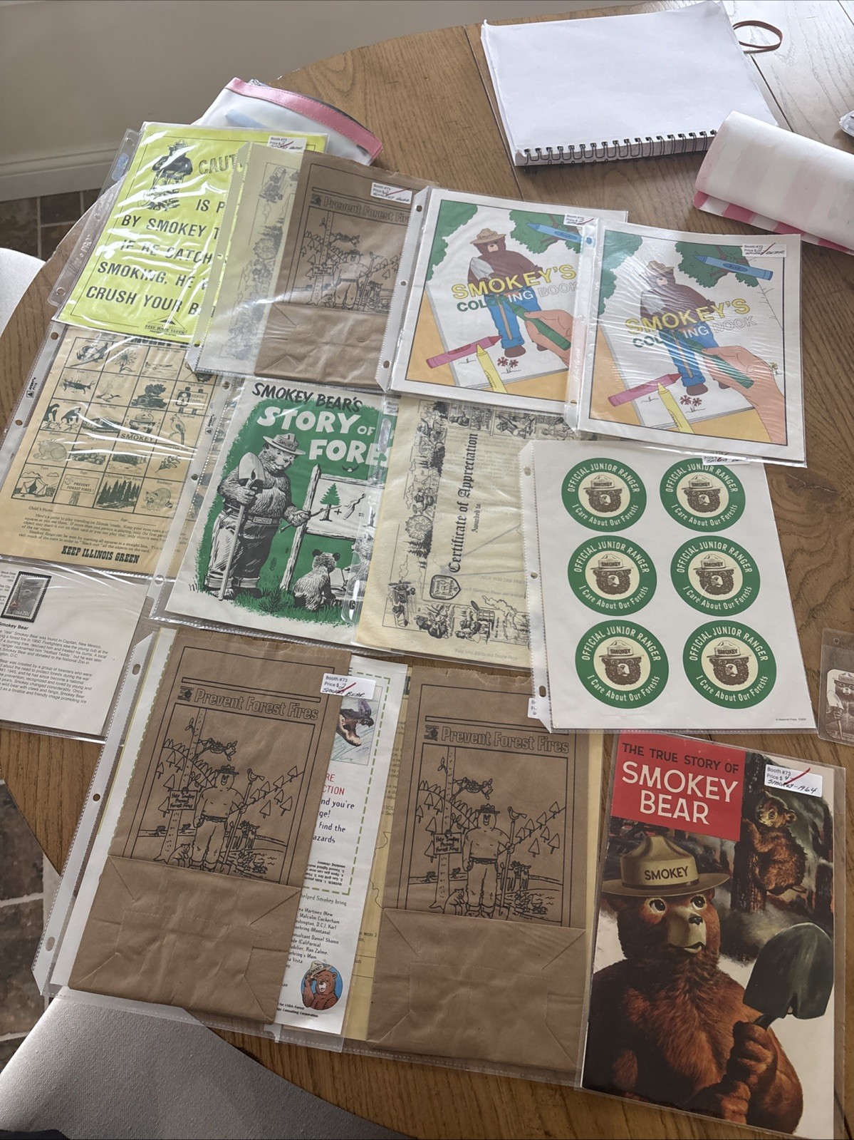 Vintage Lot Of Smokey The Bear Memorabilia Booklets Paper Ephemera Stickers