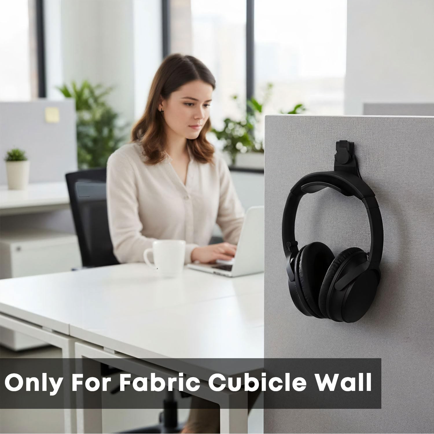 Fabric Wall Headphone Stand for Office, Cubicle Headphone Holder for Work Dec...