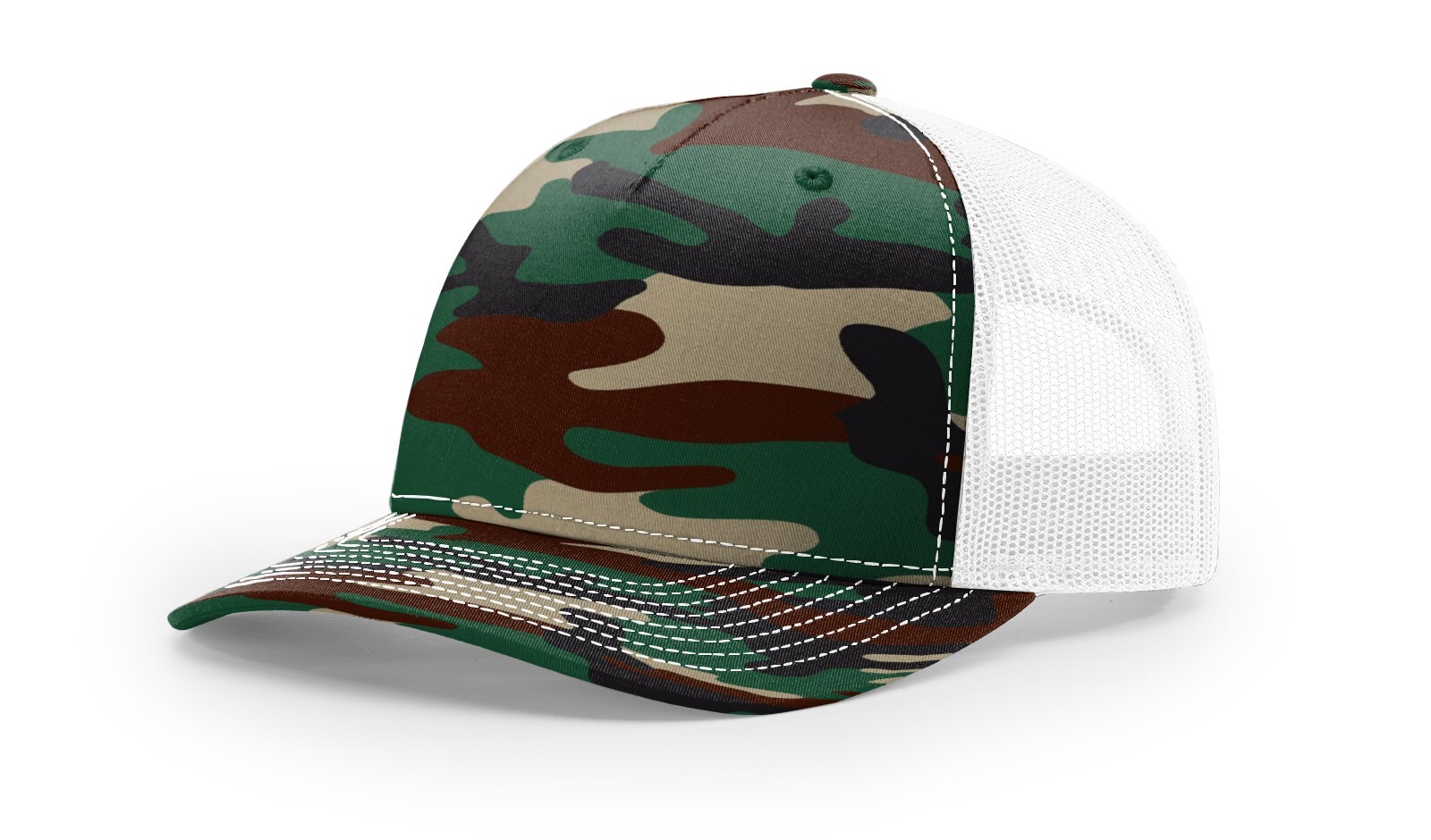 Richardson 112FP 5 Panel Trucker Cap Adjustable Duck Camo Hat