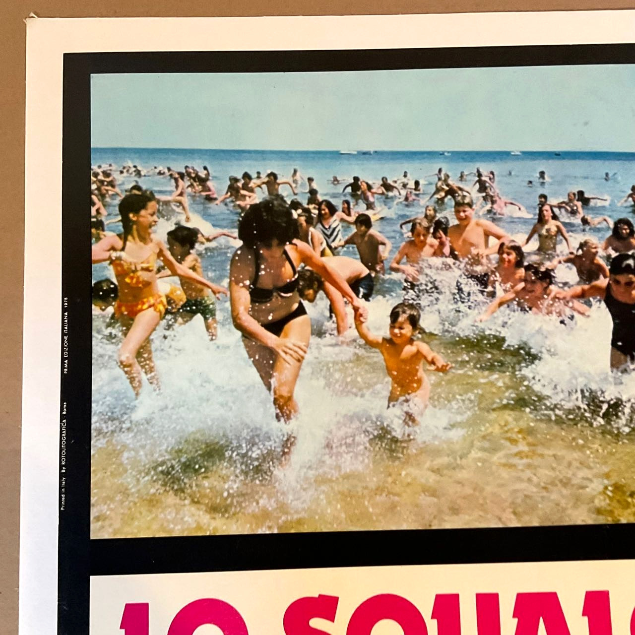 VINTAGE ORIGINAL JAWS SPIELBERG ITALY LARGE 28" X 20" MOVIE POSTER LO SQUALO